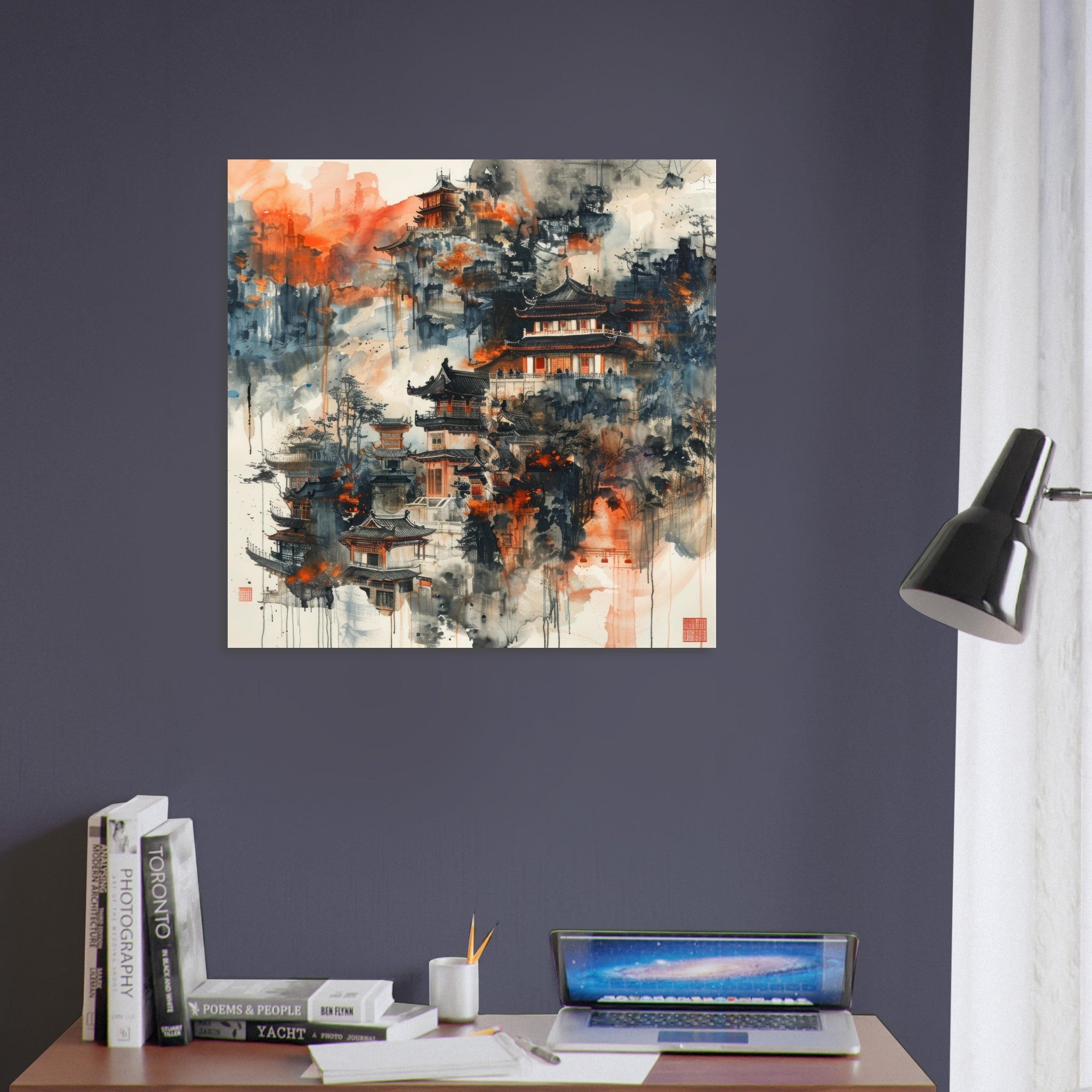 Fine Art Poster Square - Old culture of China in abstract style 3 - Shop Ai Art WebShop - Digital Art online Store