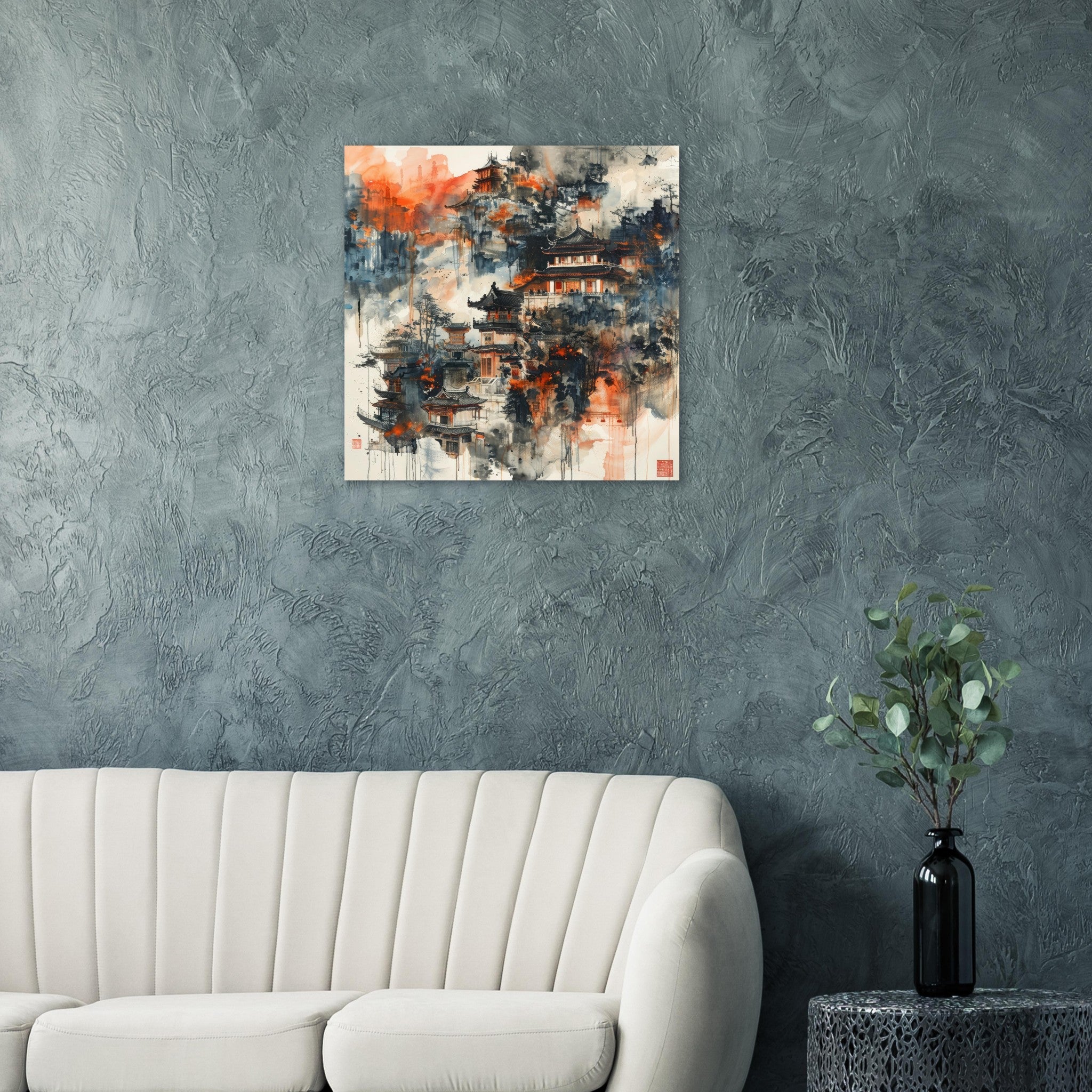 Fine Art Poster Square - Old culture of China in abstract style 3 - Shop Ai Art WebShop - Digital Art online Store
