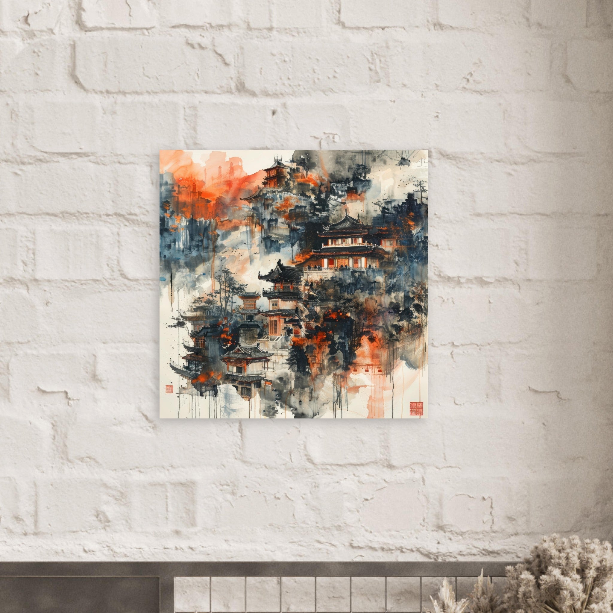 Fine Art Poster Square - Old culture of China in abstract style 3 - Shop Ai Art WebShop - Digital Art online Store