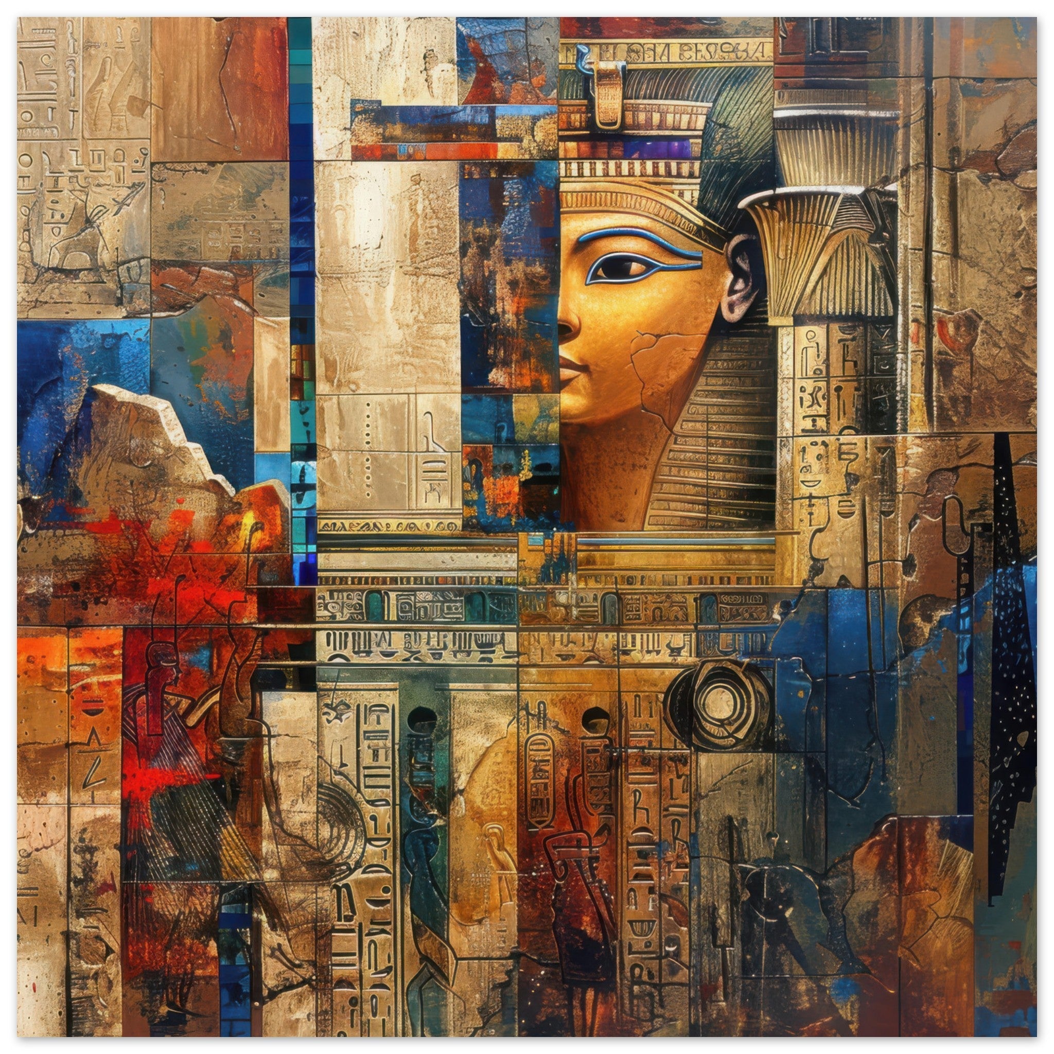 Fine Art Poster Square - Old culture of Egypt in abstract style - Shop Ai Art WebShop - Digital Art online Store