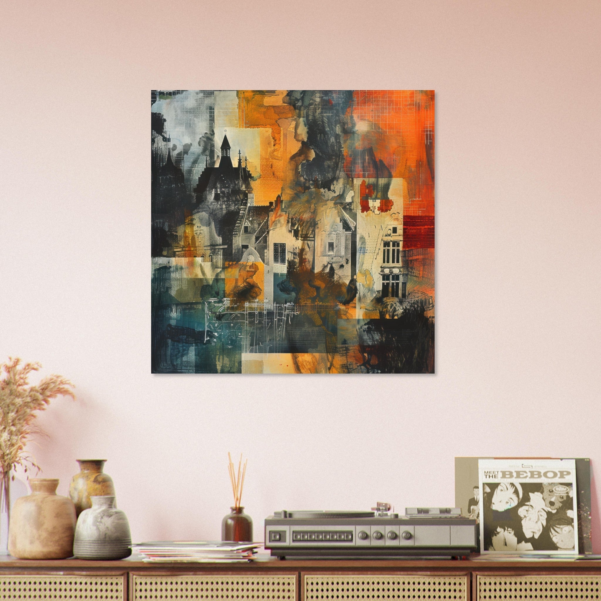 Fine Art Poster Square - Old culture of the Netherlands in abstract style 4 - Shop Ai Art WebShop - Digital Art online Store