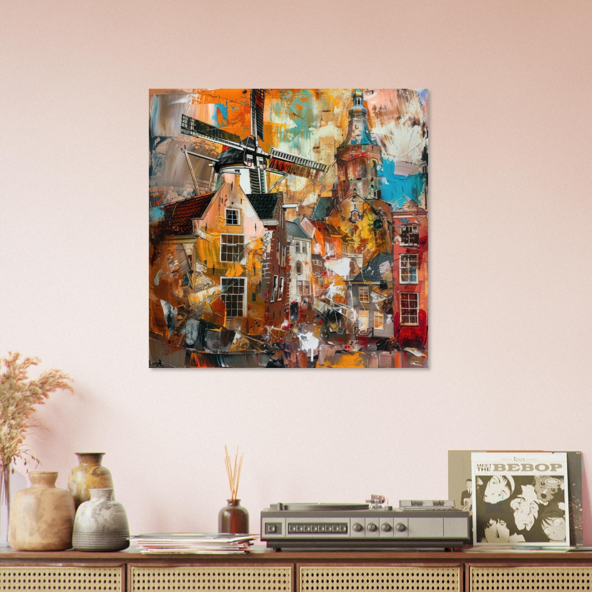 Fine Art Poster Square - Old culture of the Netherlands in abstract style 5 - Ai Art Force