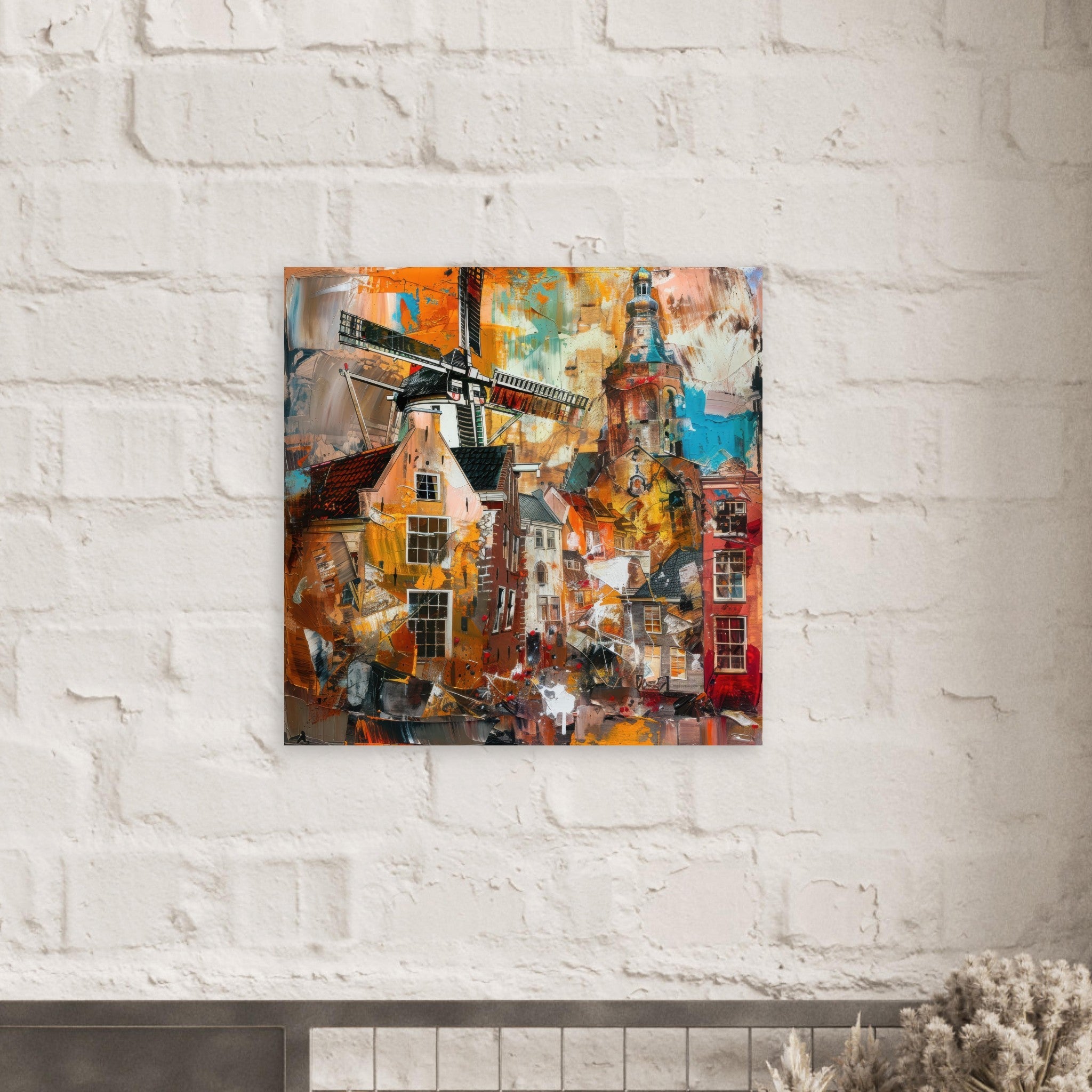 Fine Art Poster Square - Old culture of the Netherlands in abstract style 5 - Ai Art Force
