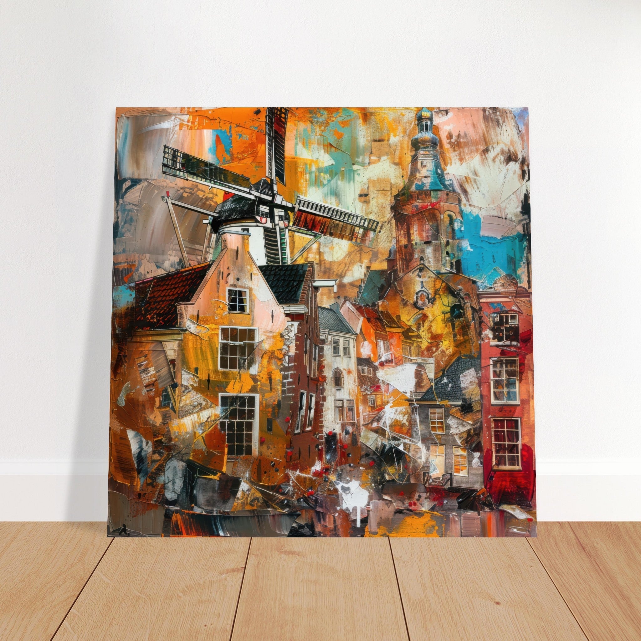 Fine Art Poster Square - Old culture of the Netherlands in abstract style 5 - Ai Art Force