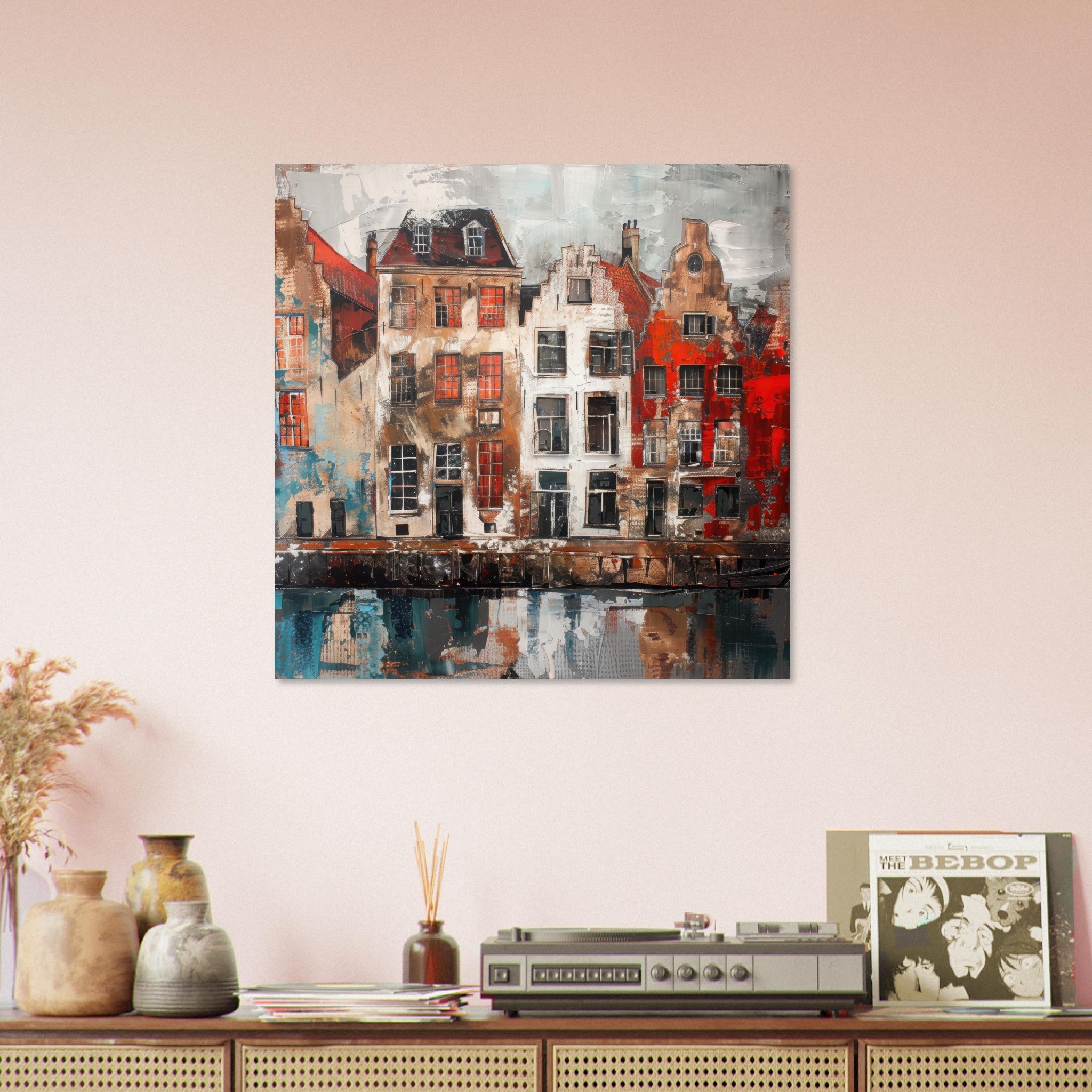 Fine Art Poster Square - Old culture of the Netherlands in abstract style - Shop Ai Art WebShop - Digital Art online Store