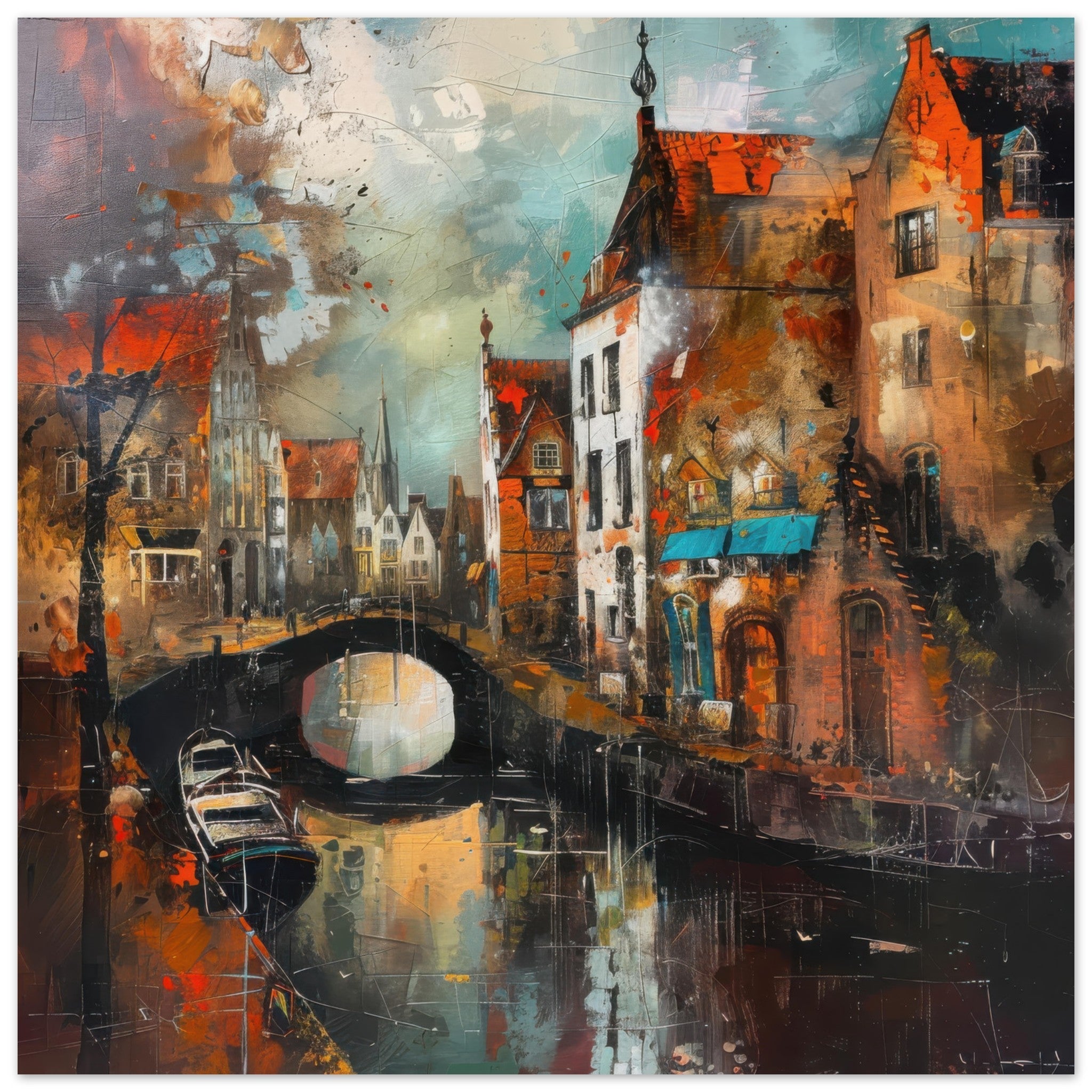 Fine Art Poster Square - Old culture of the Netherlands in abstract style 6 - Shop Ai Art WebShop - Digital Art online Store
