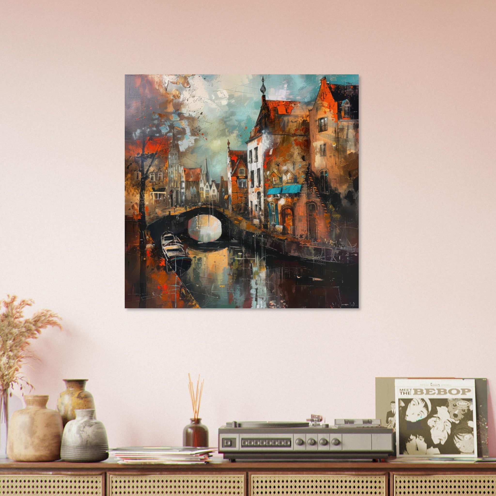 Fine Art Poster Square - Old culture of the Netherlands in abstract style 6 - Shop Ai Art WebShop - Digital Art online Store