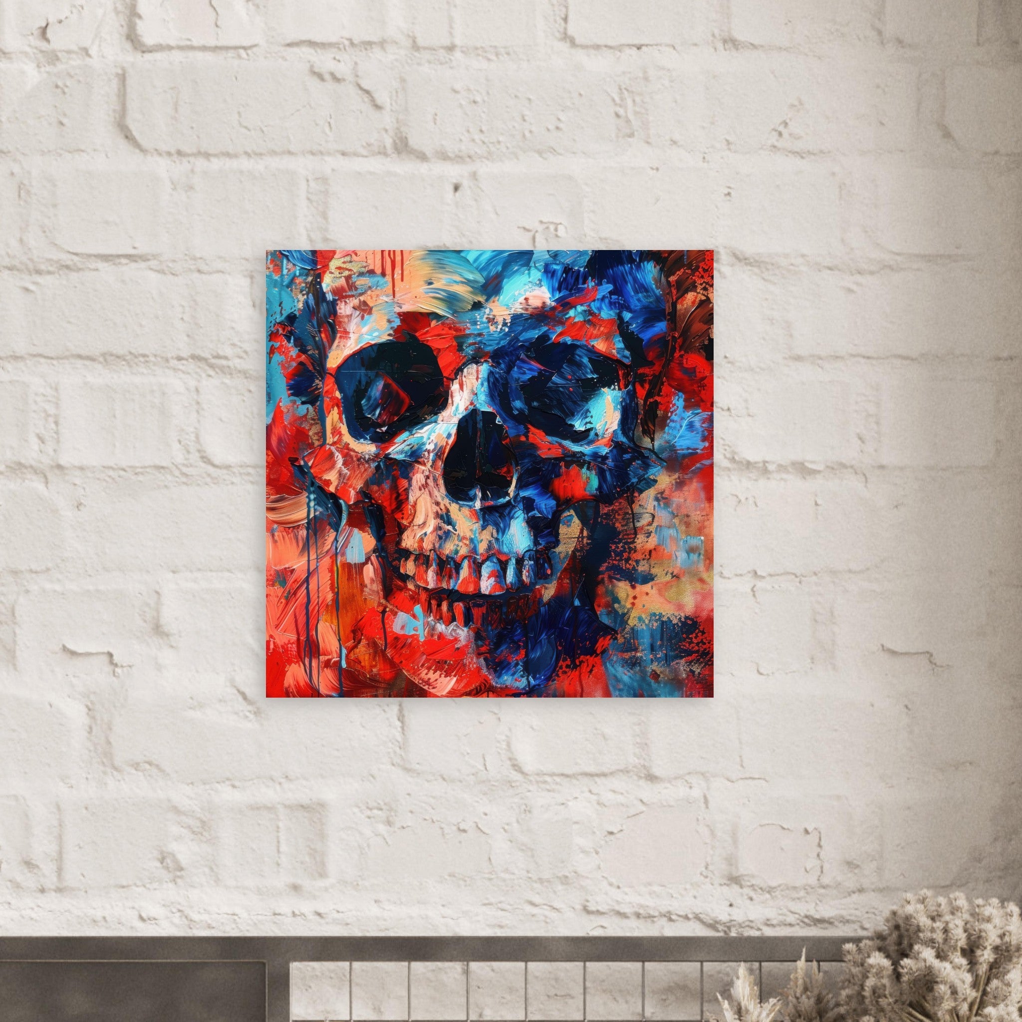 Fine Art Poster Square - Skull and Bones abstract art style - Shop Ai Art WebShop - Digital Art online Store
