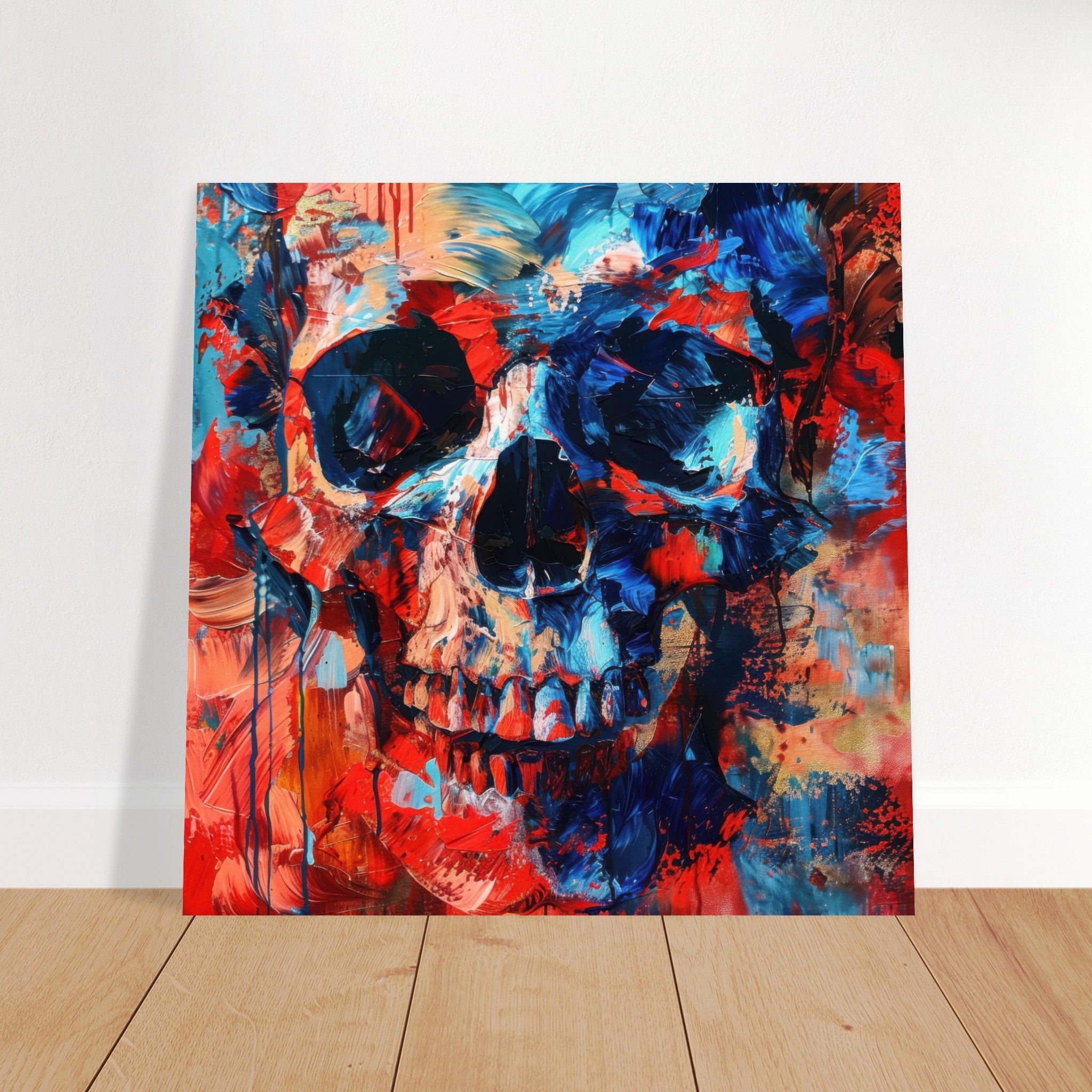 Fine Art Poster Square - Skull and Bones abstract art style - Shop Ai Art WebShop - Digital Art online Store