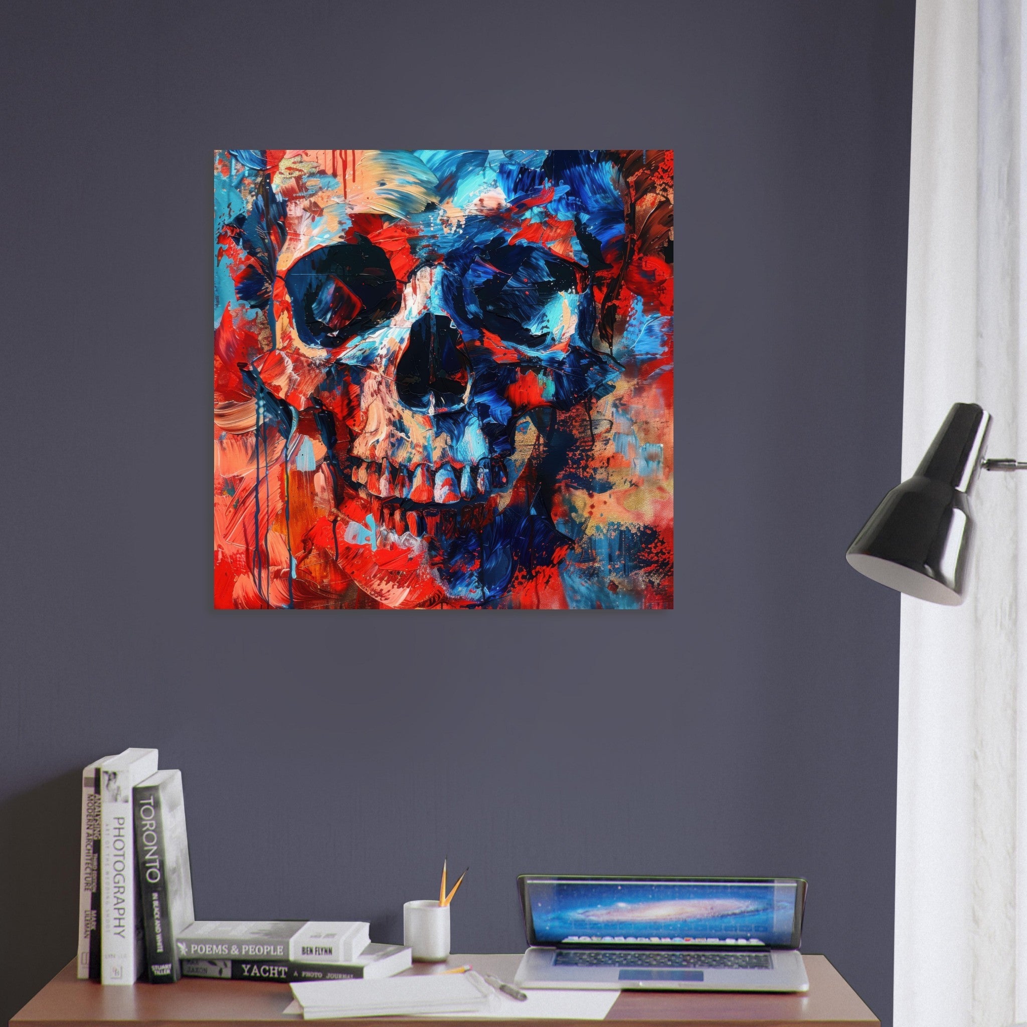 Fine Art Poster Square - Skull and Bones abstract art style - Shop Ai Art WebShop - Digital Art online Store