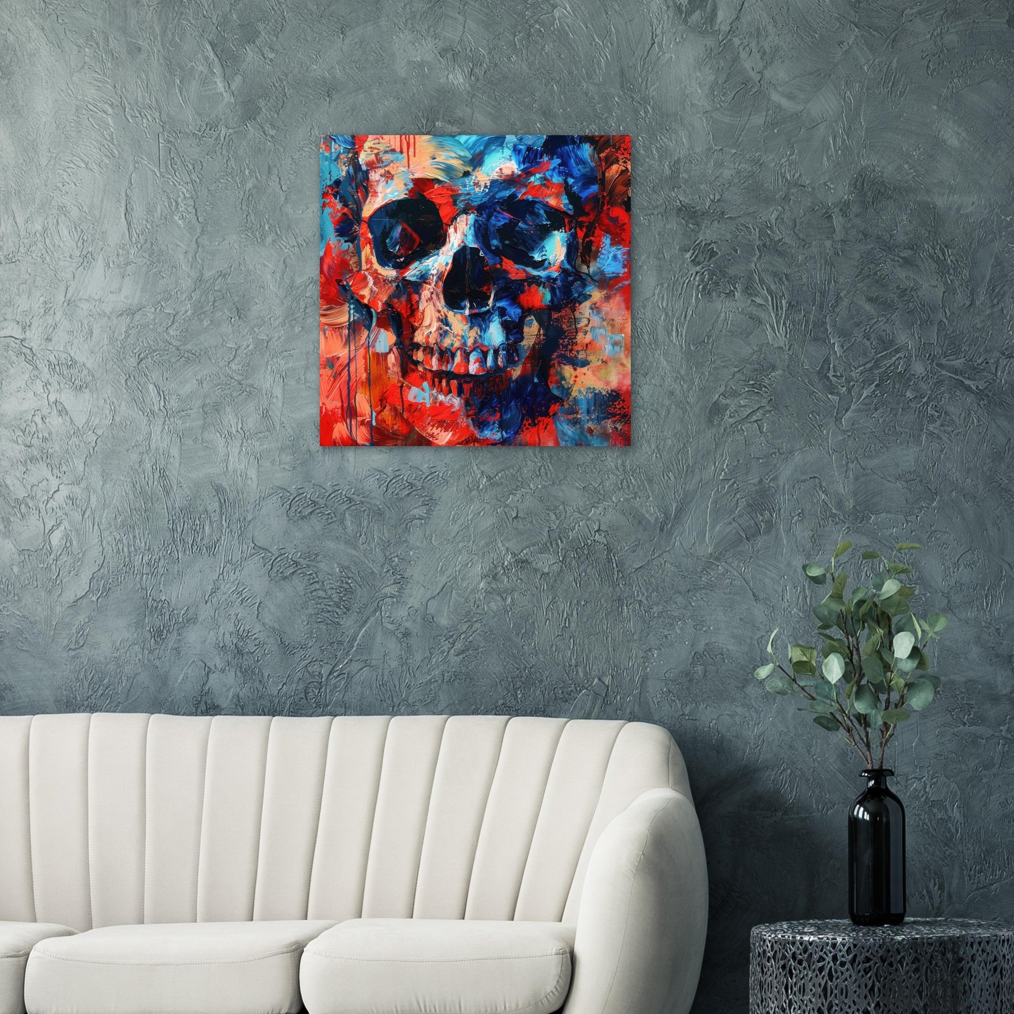 Fine Art Poster Square - Skull and Bones abstract art style - Shop Ai Art WebShop - Digital Art online Store
