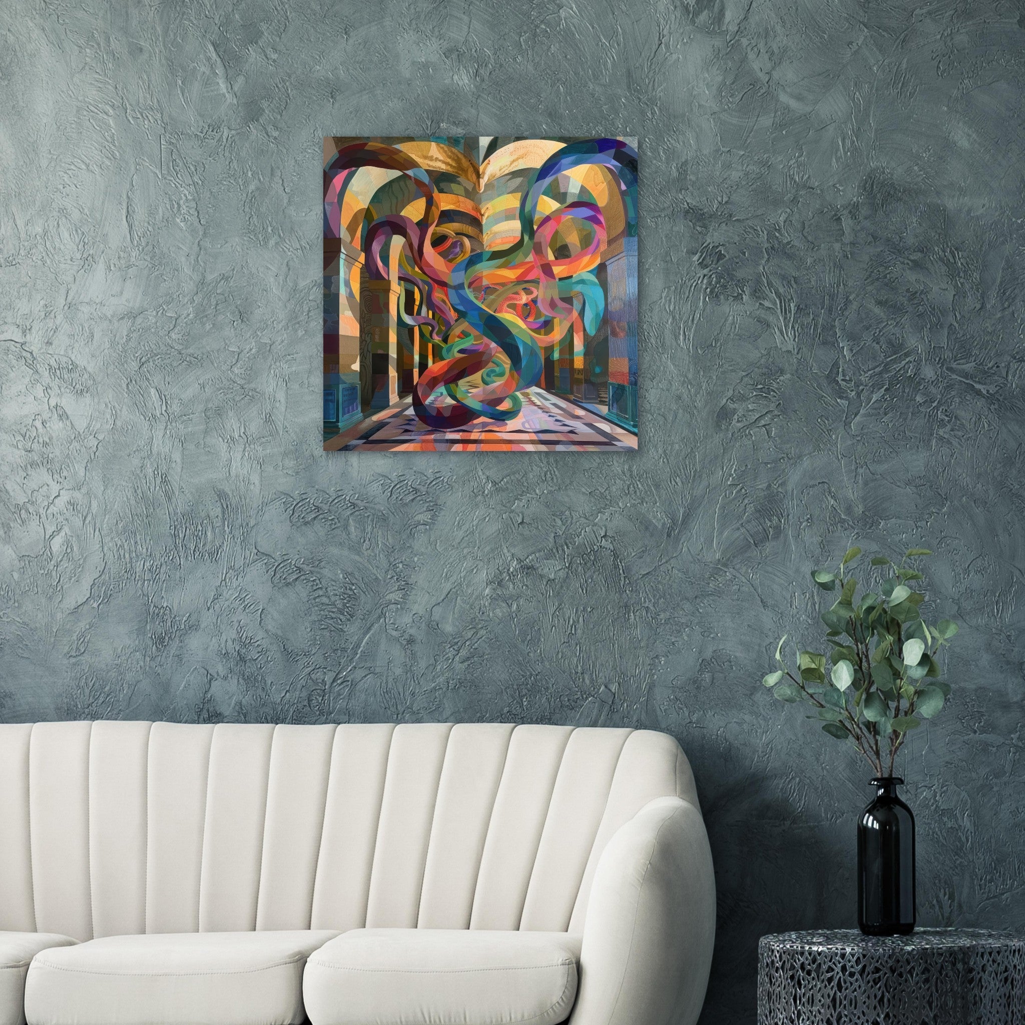Fine Art Poster Square - The Hall of Serpentine Whispers abstract art style - Ai Art Force