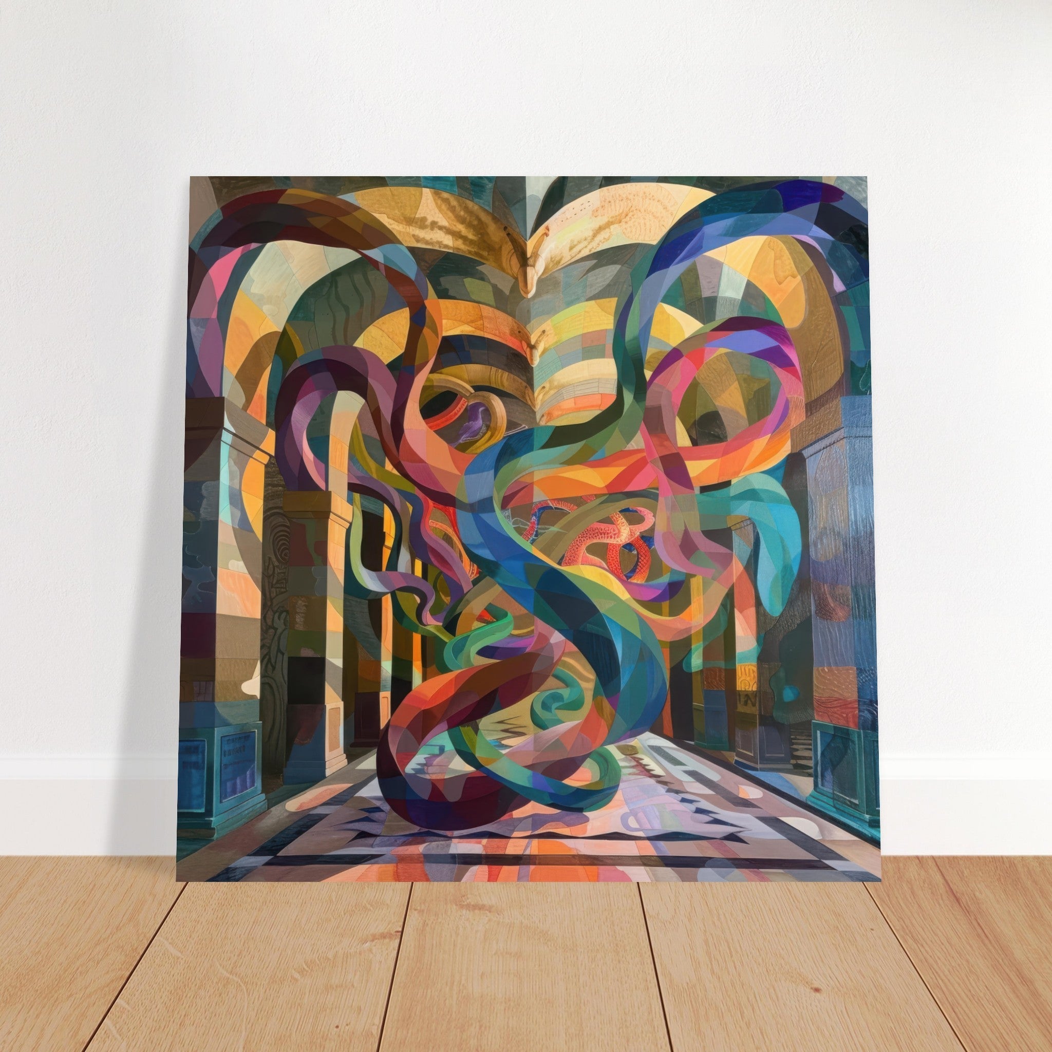 Fine Art Poster Square - The Hall of Serpentine Whispers abstract art style - Ai Art Force