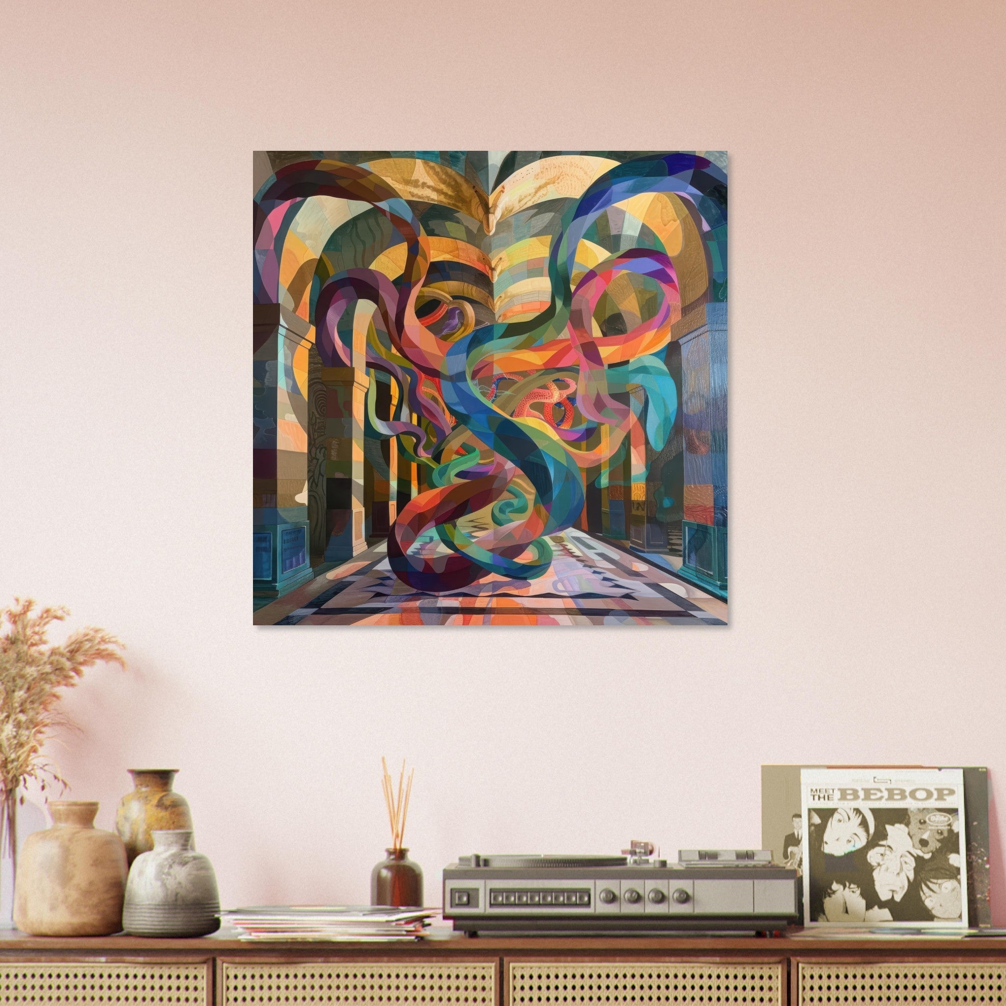 Fine Art Poster Square - The Hall of Serpentine Whispers abstract art style - Ai Art Force