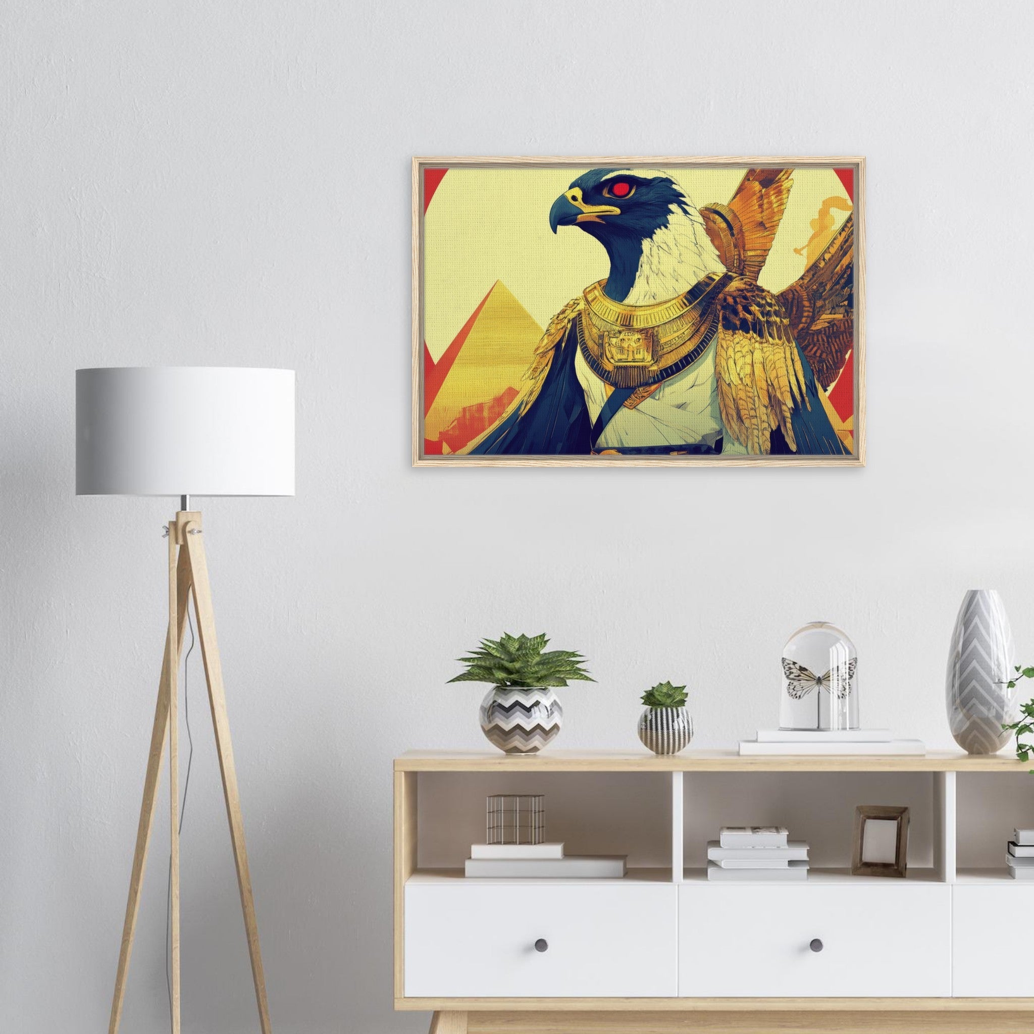 Framed Canvas Landscape - Ancient Egyptian Falcon God Horus A majestic far 3 - Shop Ai Art WebShop - Digital Art online Store
