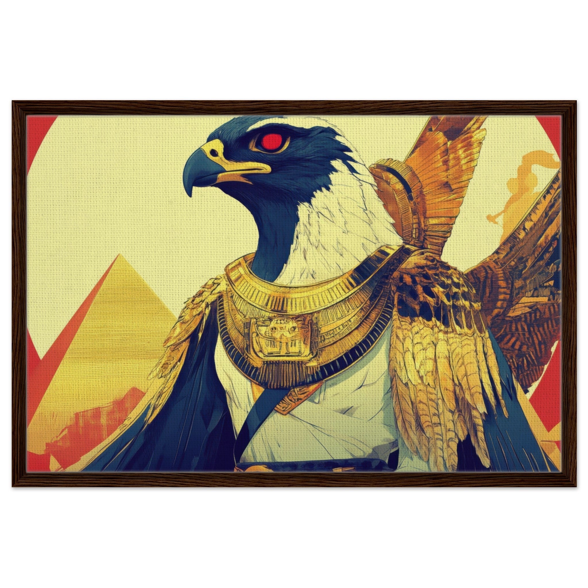 Framed Canvas Landscape - Ancient Egyptian Falcon God Horus A majestic far 3 - Shop Ai Art WebShop - Digital Art online Store