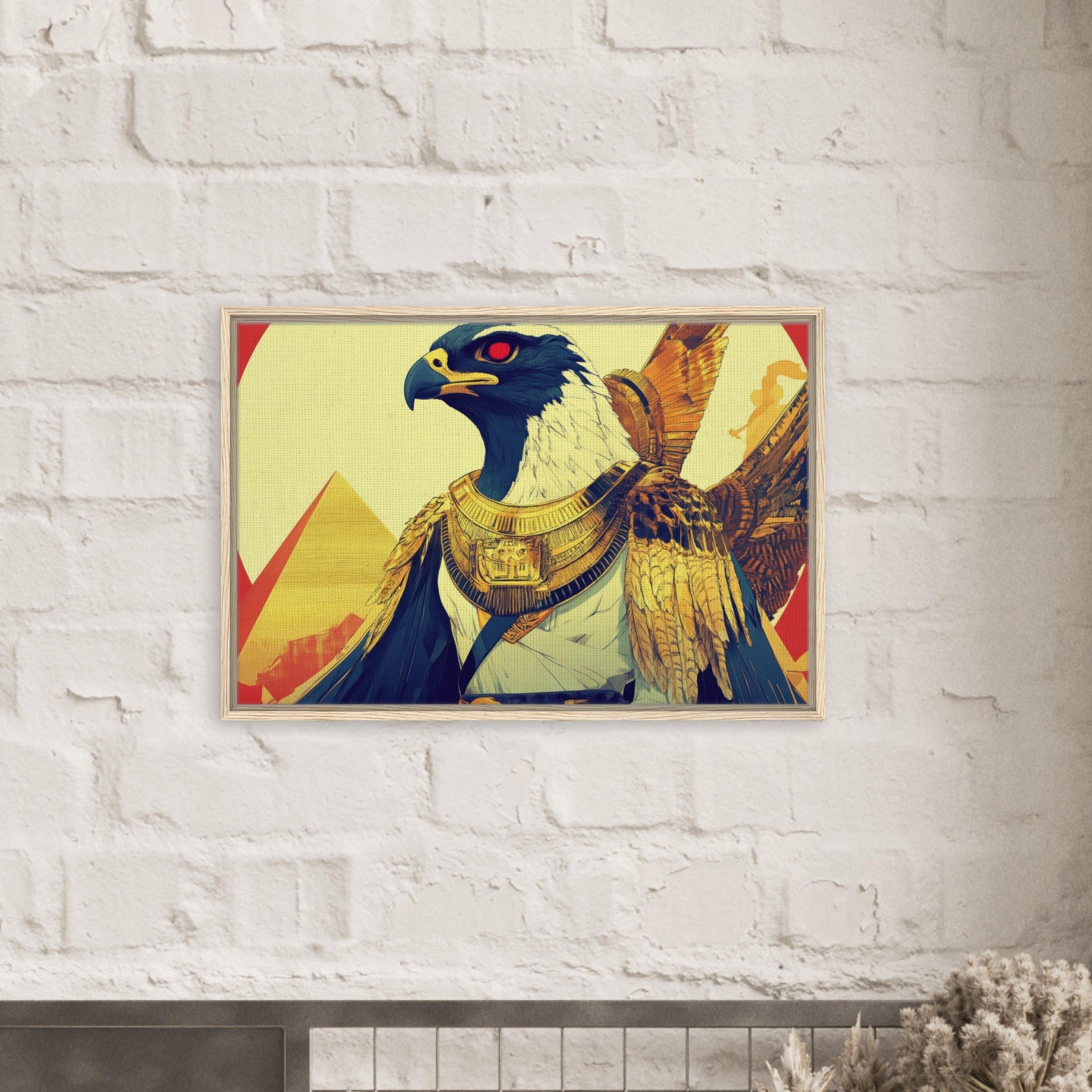Framed Canvas Landscape - Ancient Egyptian Falcon God Horus A majestic far 3 - Shop Ai Art WebShop - Digital Art online Store