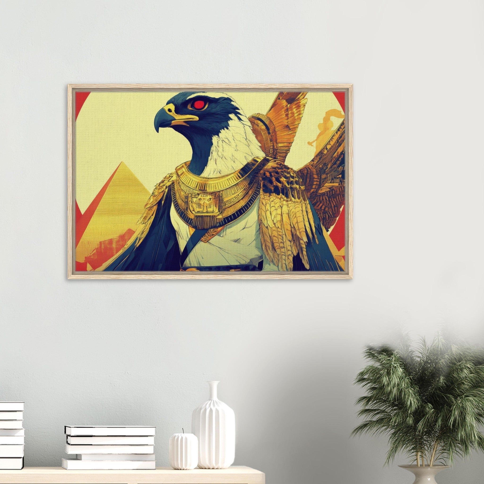 Framed Canvas Landscape - Ancient Egyptian Falcon God Horus A majestic far 3 - Shop Ai Art WebShop - Digital Art online Store