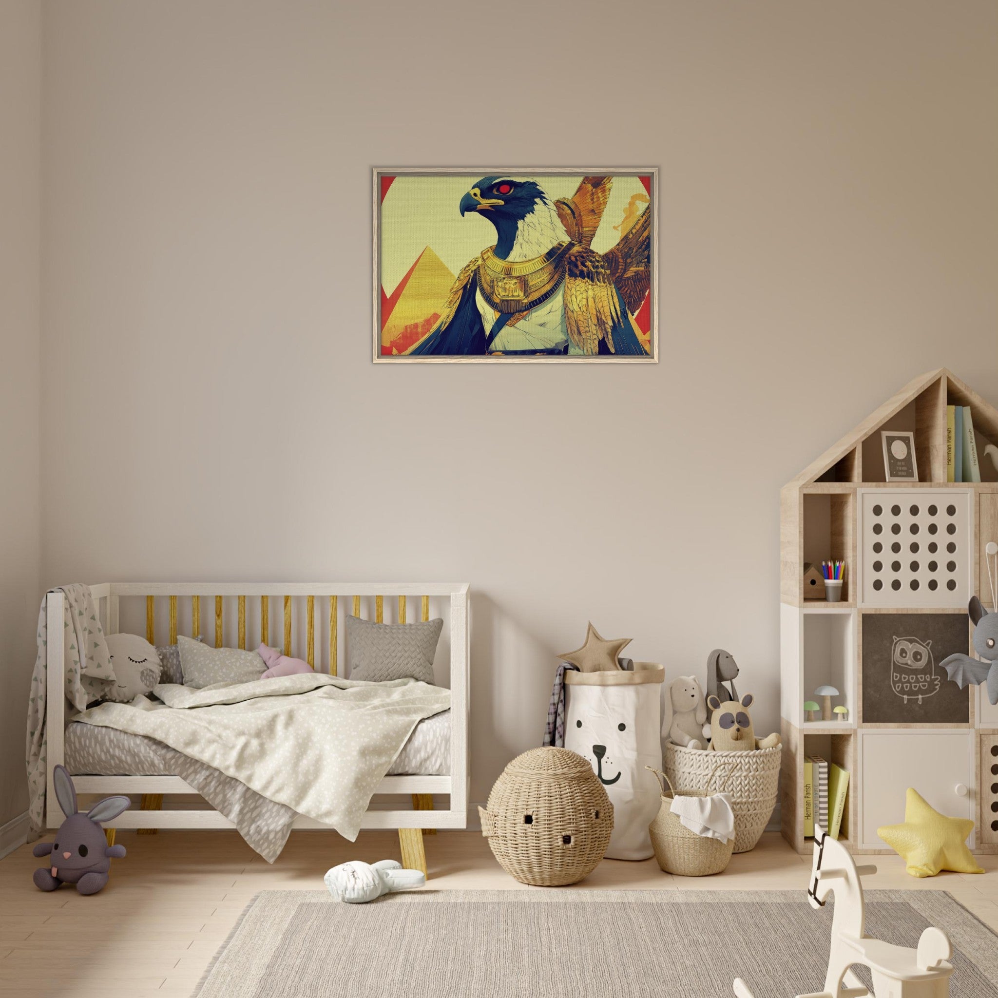 Framed Canvas Landscape - Ancient Egyptian Falcon God Horus A majestic far 3 - Shop Ai Art WebShop - Digital Art online Store