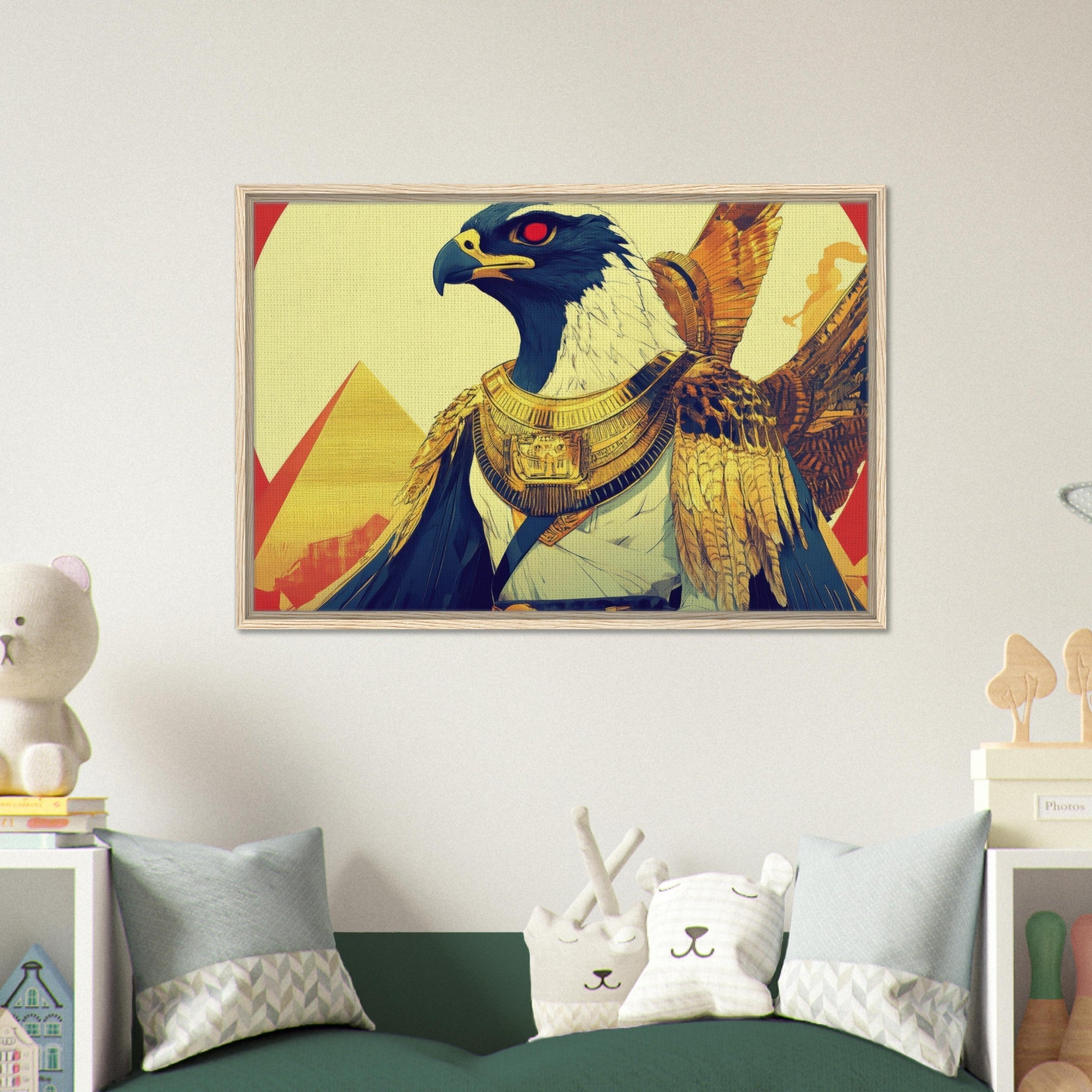 Framed Canvas Landscape - Ancient Egyptian Falcon God Horus A majestic far 3 - Shop Ai Art WebShop - Digital Art online Store