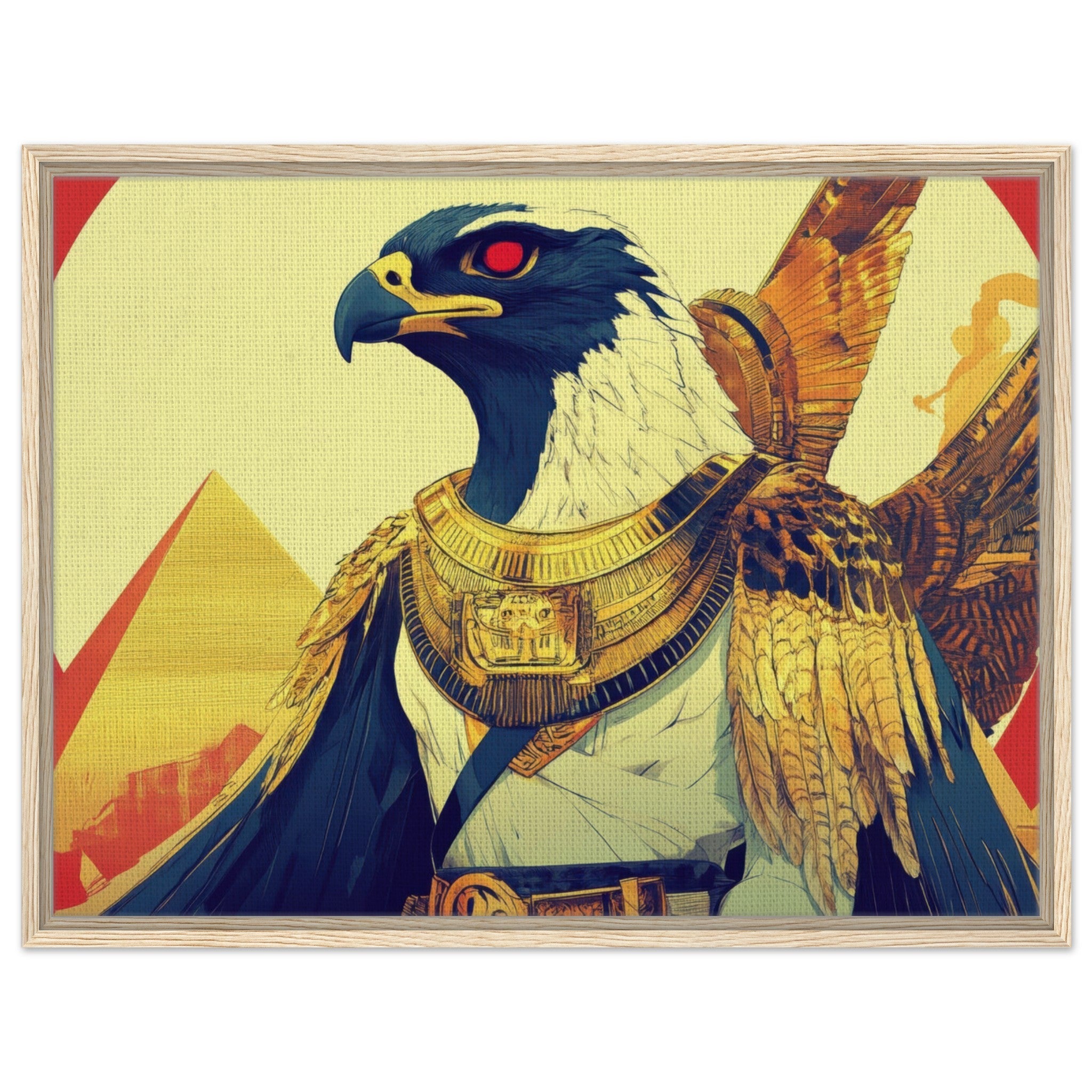 Framed Canvas Landscape - Ancient Egyptian Falcon God Horus A majestic far 3 - Shop Ai Art WebShop - Digital Art online Store