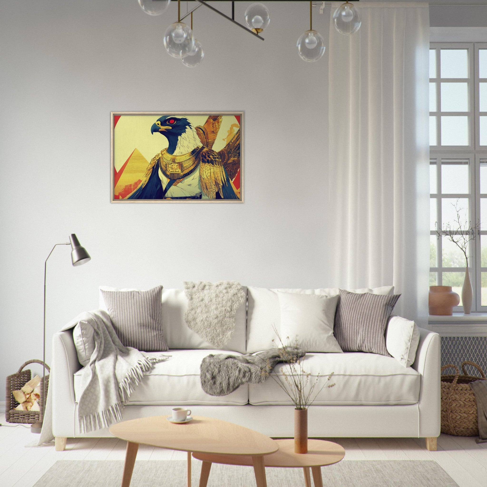 Framed Canvas Landscape - Ancient Egyptian Falcon God Horus A majestic far 3 - Shop Ai Art WebShop - Digital Art online Store