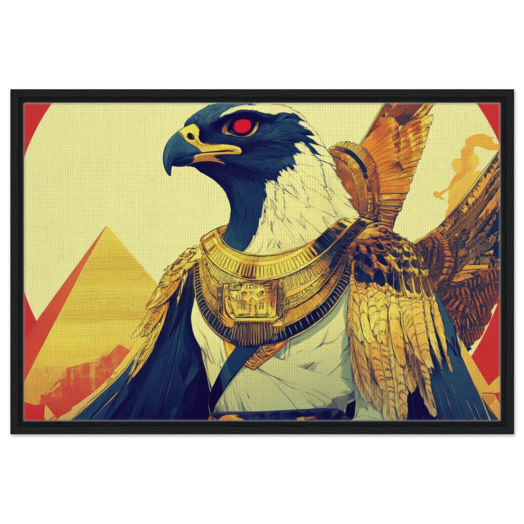 Framed Canvas Landscape - Ancient Egyptian Falcon God Horus A majestic far 3 - Shop Ai Art WebShop - Digital Art online Store