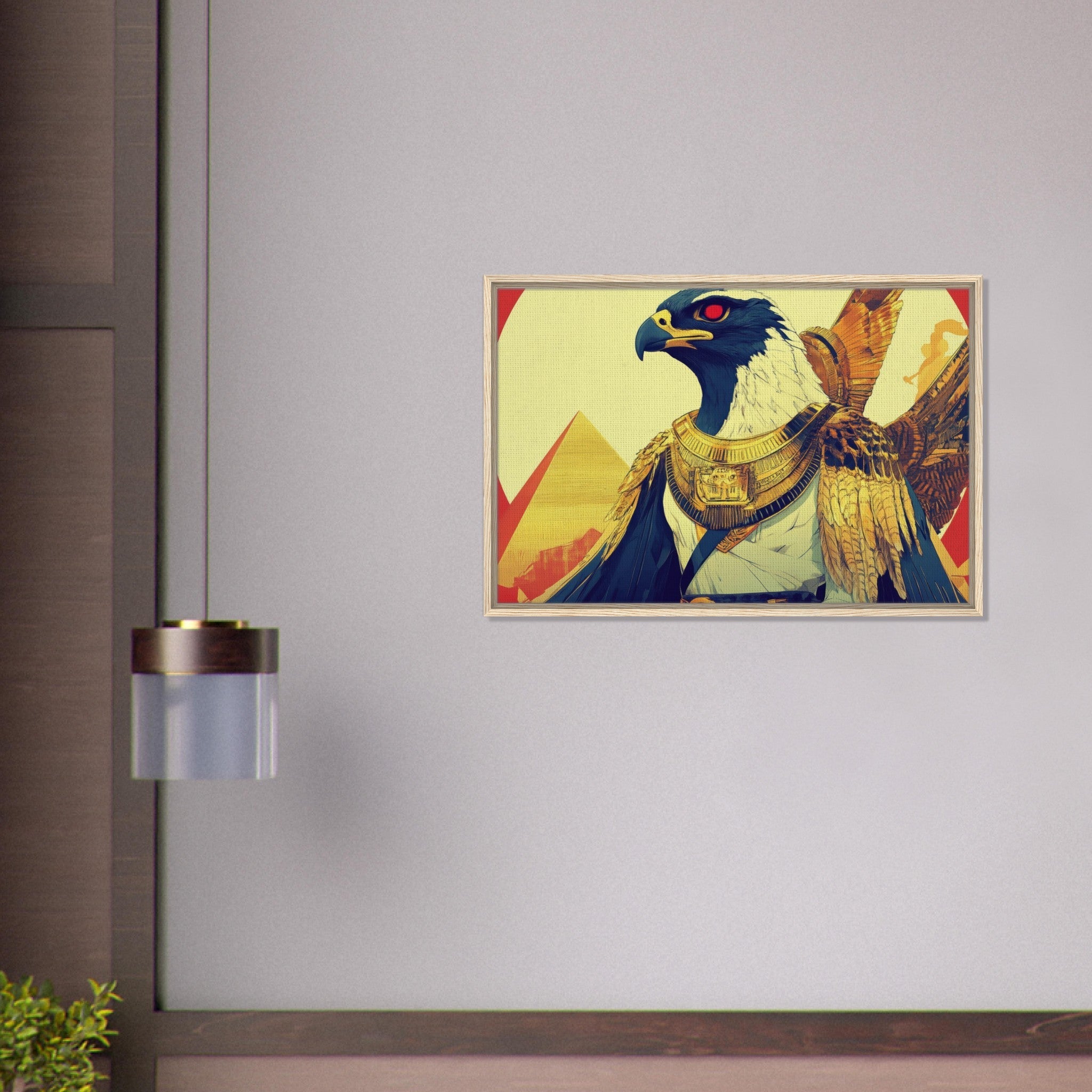 Framed Canvas Landscape - Ancient Egyptian Falcon God Horus A majestic far 3 - Shop Ai Art WebShop - Digital Art online Store