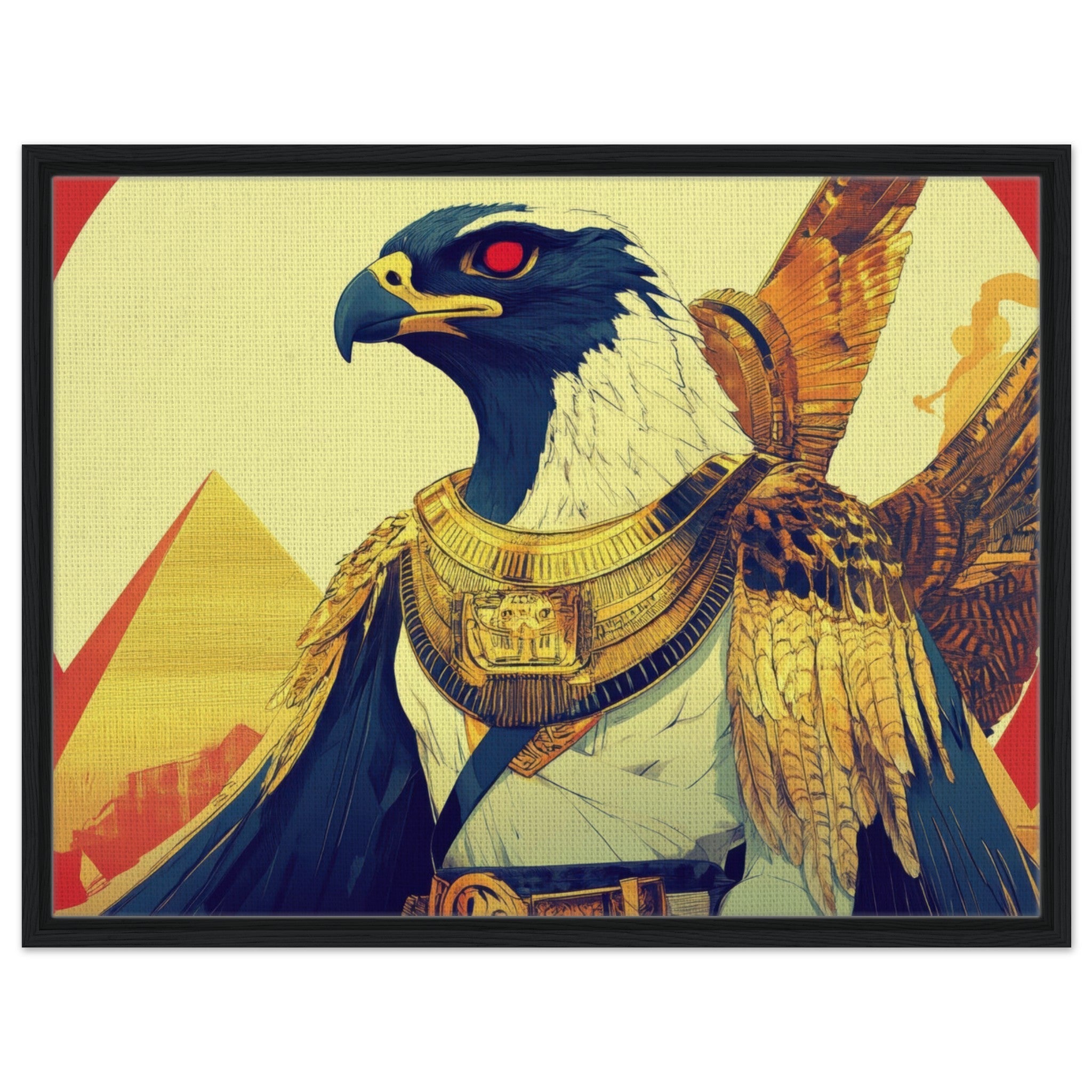 Framed Canvas Landscape - Ancient Egyptian Falcon God Horus A majestic far 3 - Shop Ai Art WebShop - Digital Art online Store