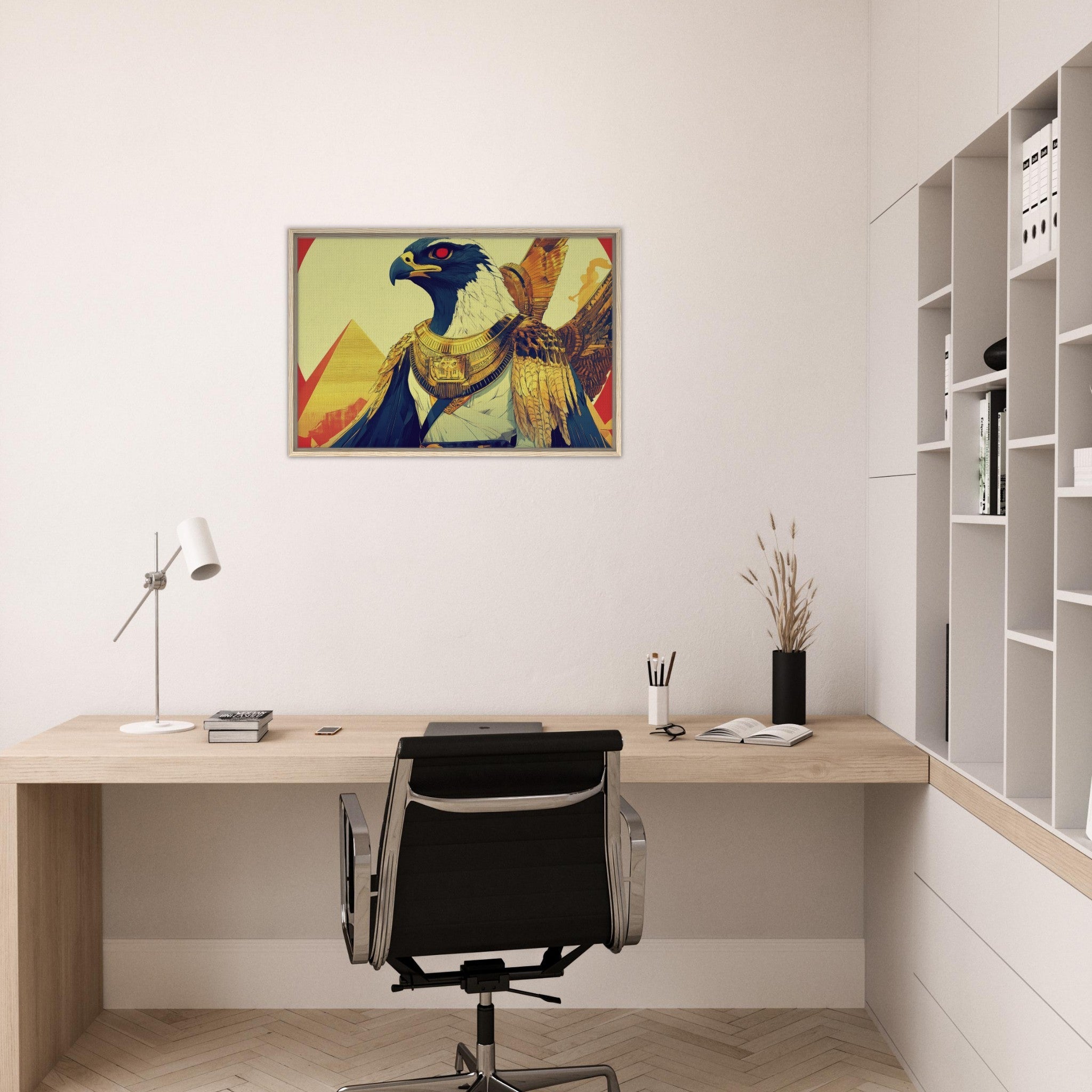 Framed Canvas Landscape - Ancient Egyptian Falcon God Horus A majestic far 3 - Shop Ai Art WebShop - Digital Art online Store