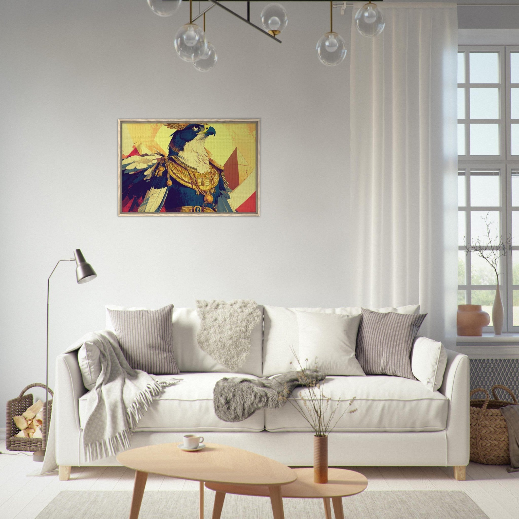 Framed Canvas Landscape - Ancient Egyptian Falcon God Horus A majestic far 5 - Shop Ai Art WebShop - Digital Art online Store