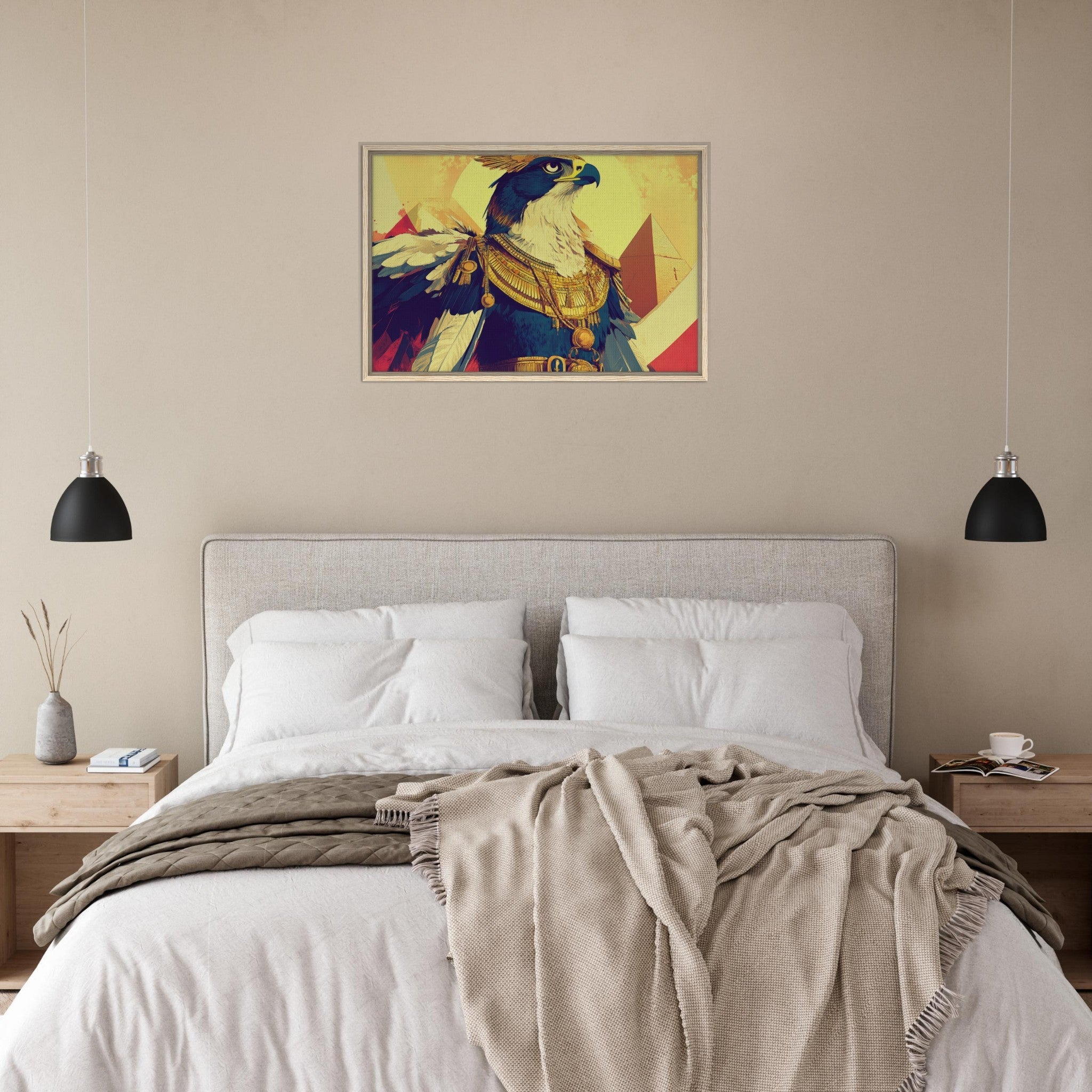 Framed Canvas Landscape - Ancient Egyptian Falcon God Horus A majestic far 5 - Shop Ai Art WebShop - Digital Art online Store