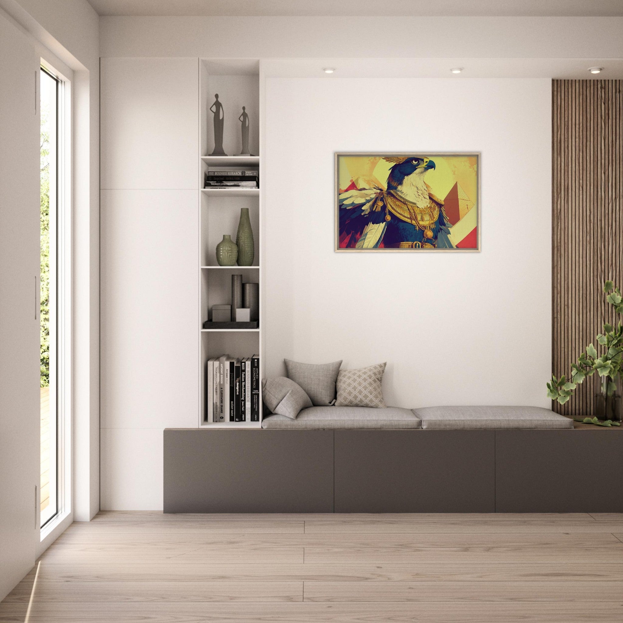 Framed Canvas Landscape - Ancient Egyptian Falcon God Horus A majestic far 5 - Shop Ai Art WebShop - Digital Art online Store