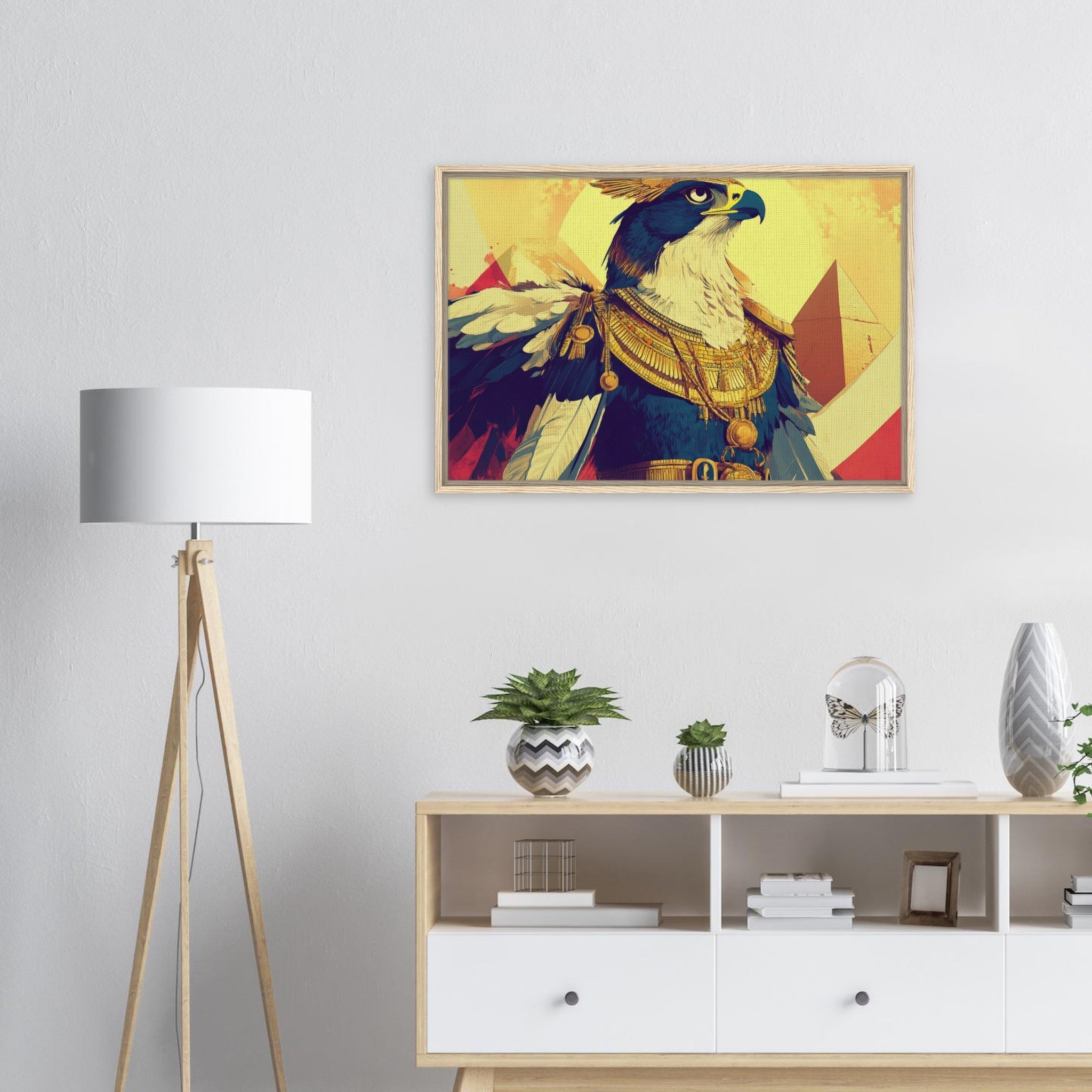 Framed Canvas Landscape - Ancient Egyptian Falcon God Horus A majestic far 5 - Shop Ai Art WebShop - Digital Art online Store