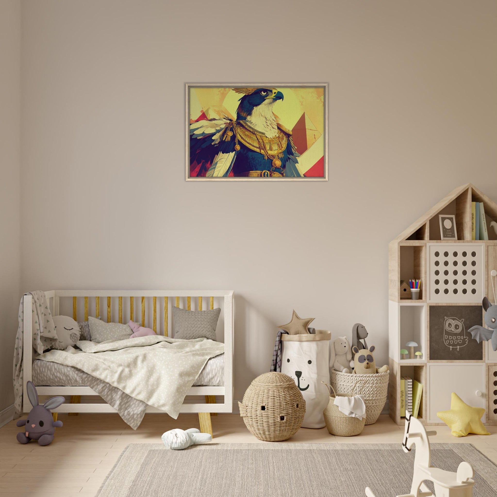 Framed Canvas Landscape - Ancient Egyptian Falcon God Horus A majestic far 5 - Shop Ai Art WebShop - Digital Art online Store