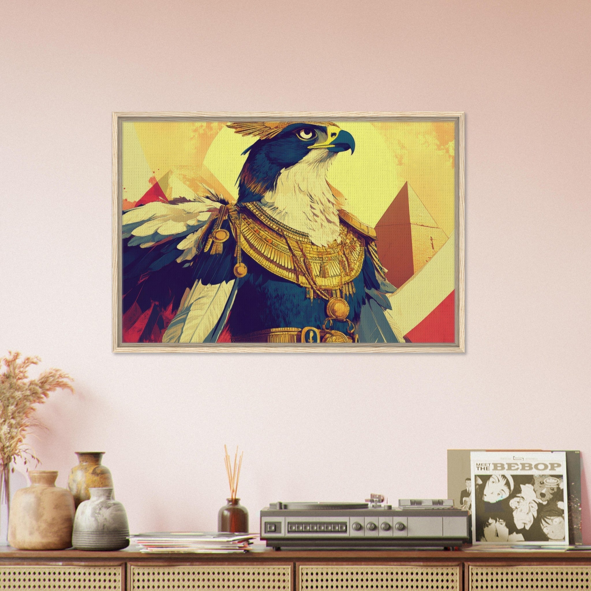 Framed Canvas Landscape - Ancient Egyptian Falcon God Horus A majestic far 5 - Shop Ai Art WebShop - Digital Art online Store