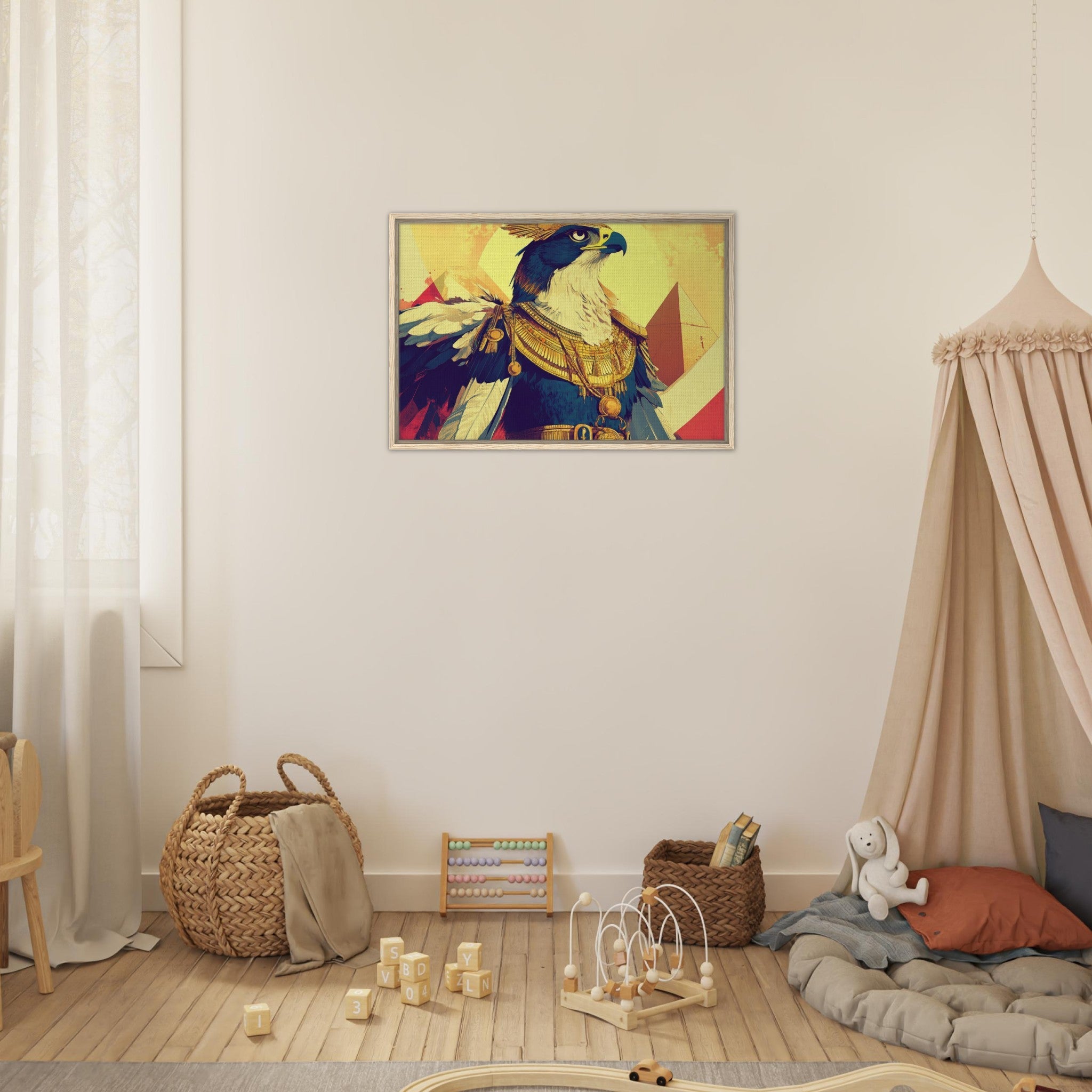 Framed Canvas Landscape - Ancient Egyptian Falcon God Horus A majestic far 5 - Shop Ai Art WebShop - Digital Art online Store