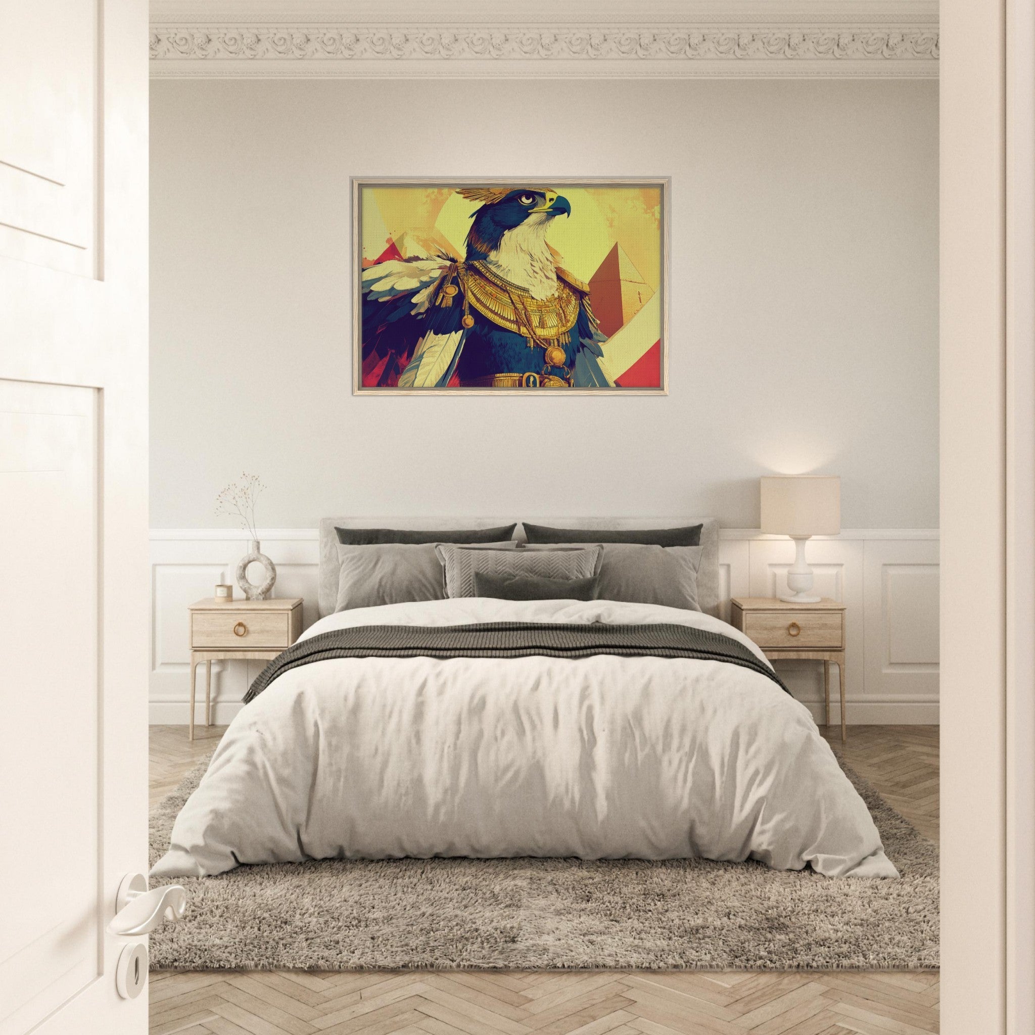 Framed Canvas Landscape - Ancient Egyptian Falcon God Horus A majestic far 5 - Shop Ai Art WebShop - Digital Art online Store