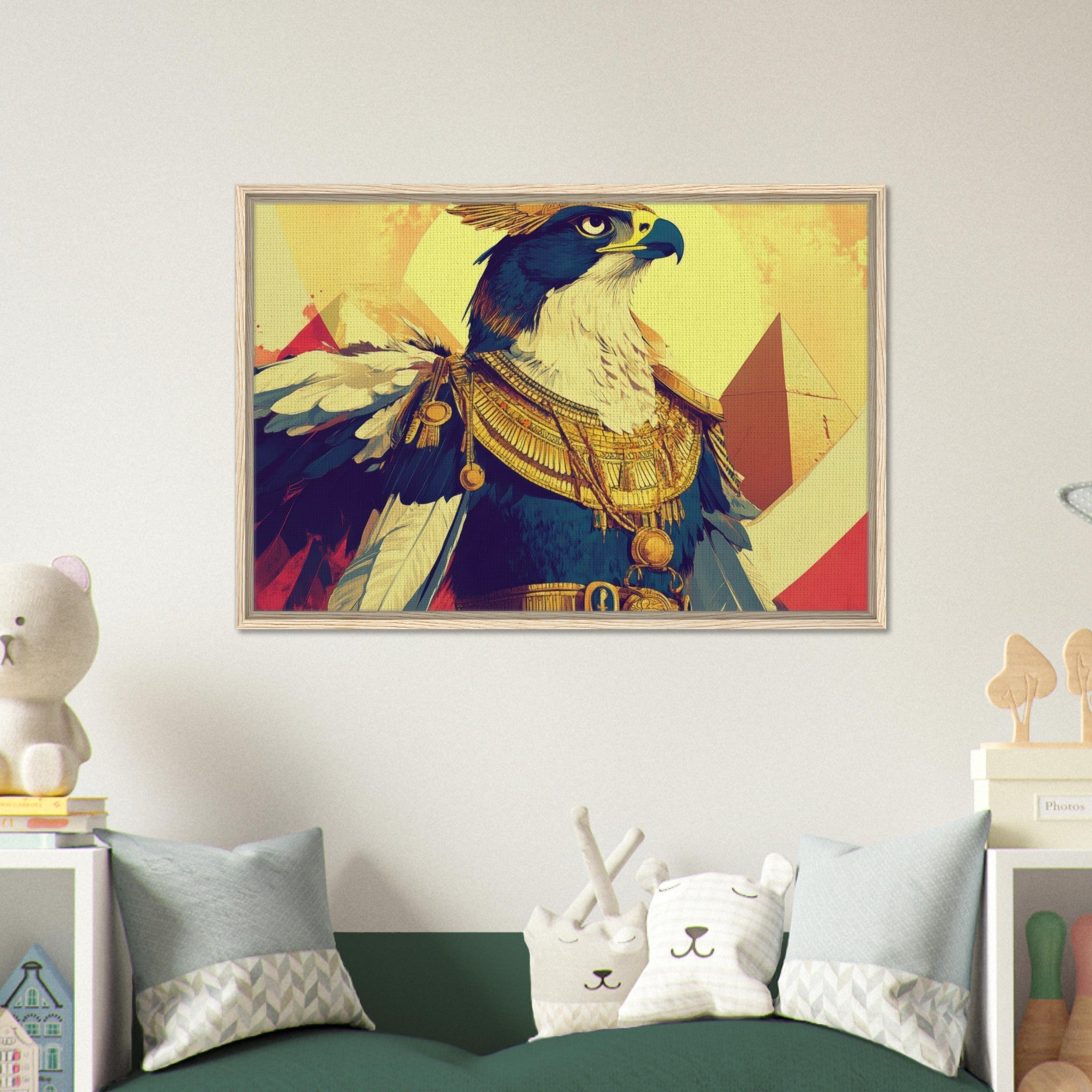 Framed Canvas Landscape - Ancient Egyptian Falcon God Horus A majestic far 5 - Shop Ai Art WebShop - Digital Art online Store