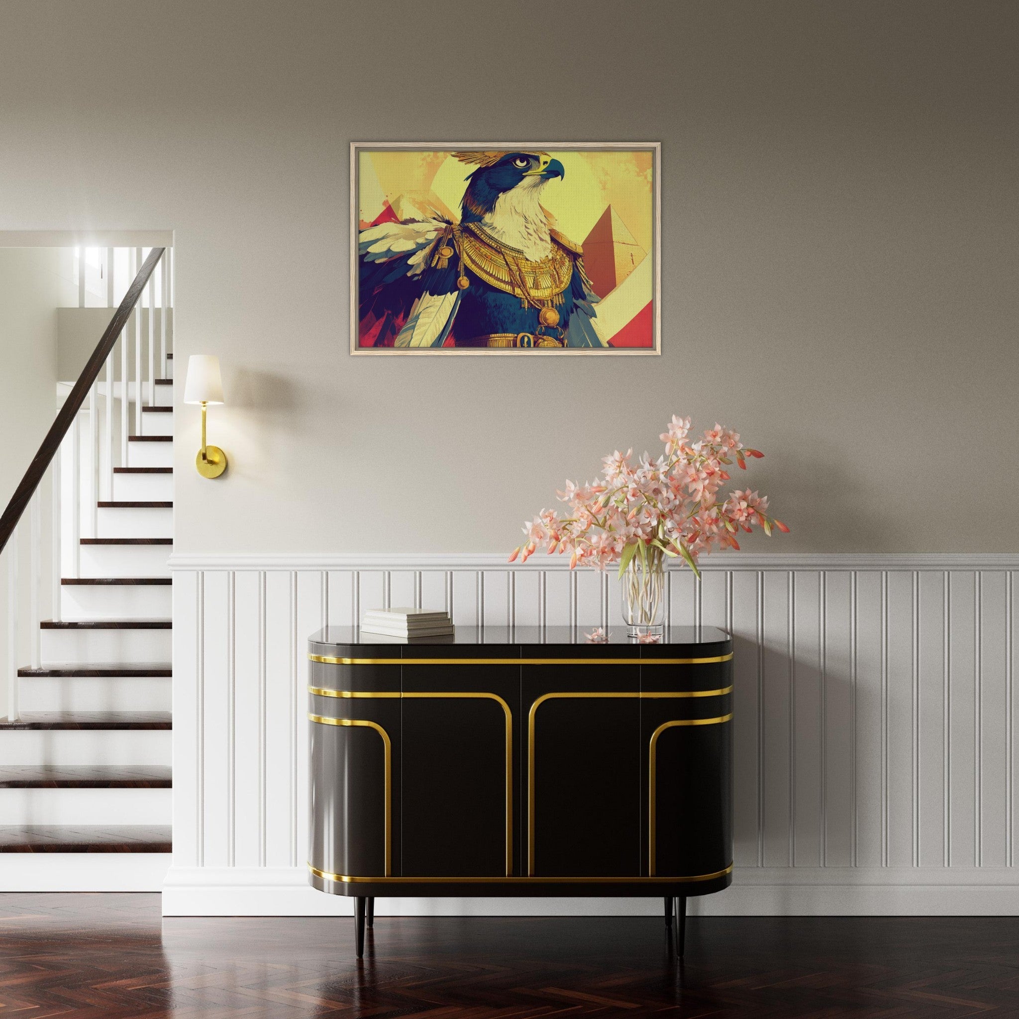 Framed Canvas Landscape - Ancient Egyptian Falcon God Horus A majestic far 5 - Shop Ai Art WebShop - Digital Art online Store