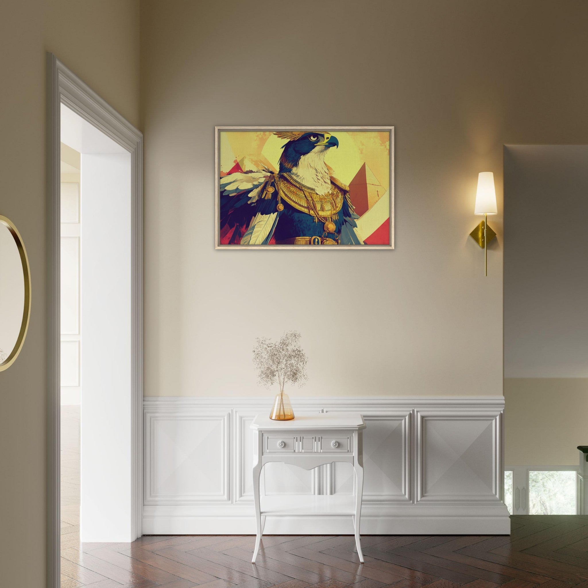 Framed Canvas Landscape - Ancient Egyptian Falcon God Horus A majestic far 5 - Shop Ai Art WebShop - Digital Art online Store
