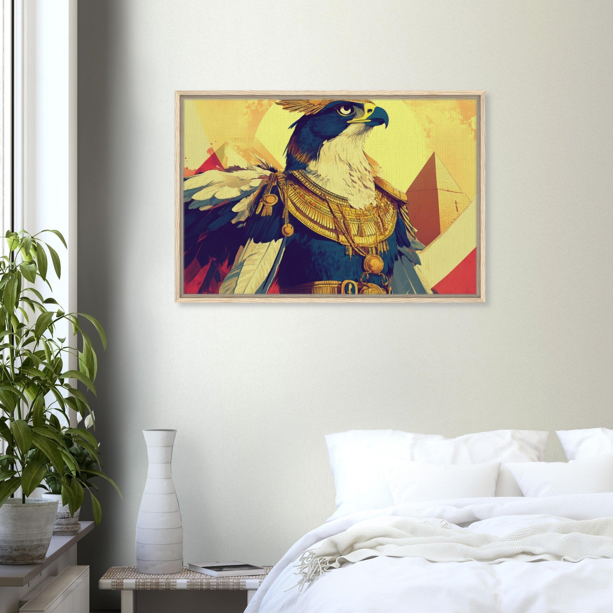 Framed Canvas Landscape - Ancient Egyptian Falcon God Horus A majestic far 5 - Shop Ai Art WebShop - Digital Art online Store