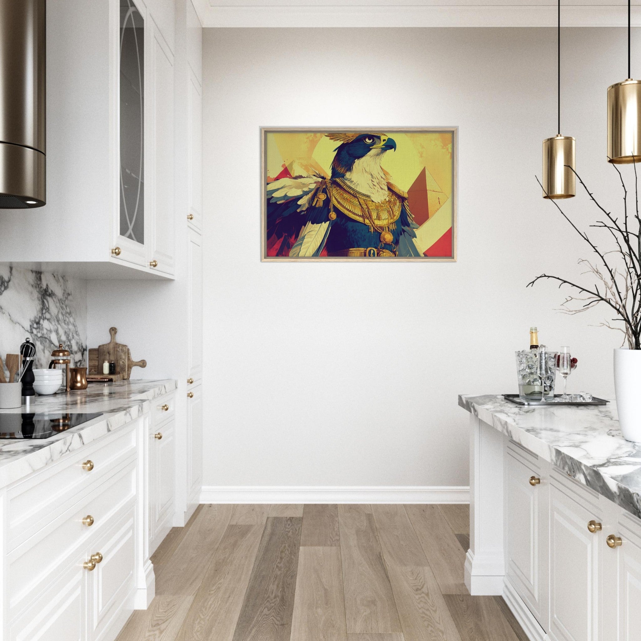 Framed Canvas Landscape - Ancient Egyptian Falcon God Horus A majestic far 5 - Shop Ai Art WebShop - Digital Art online Store