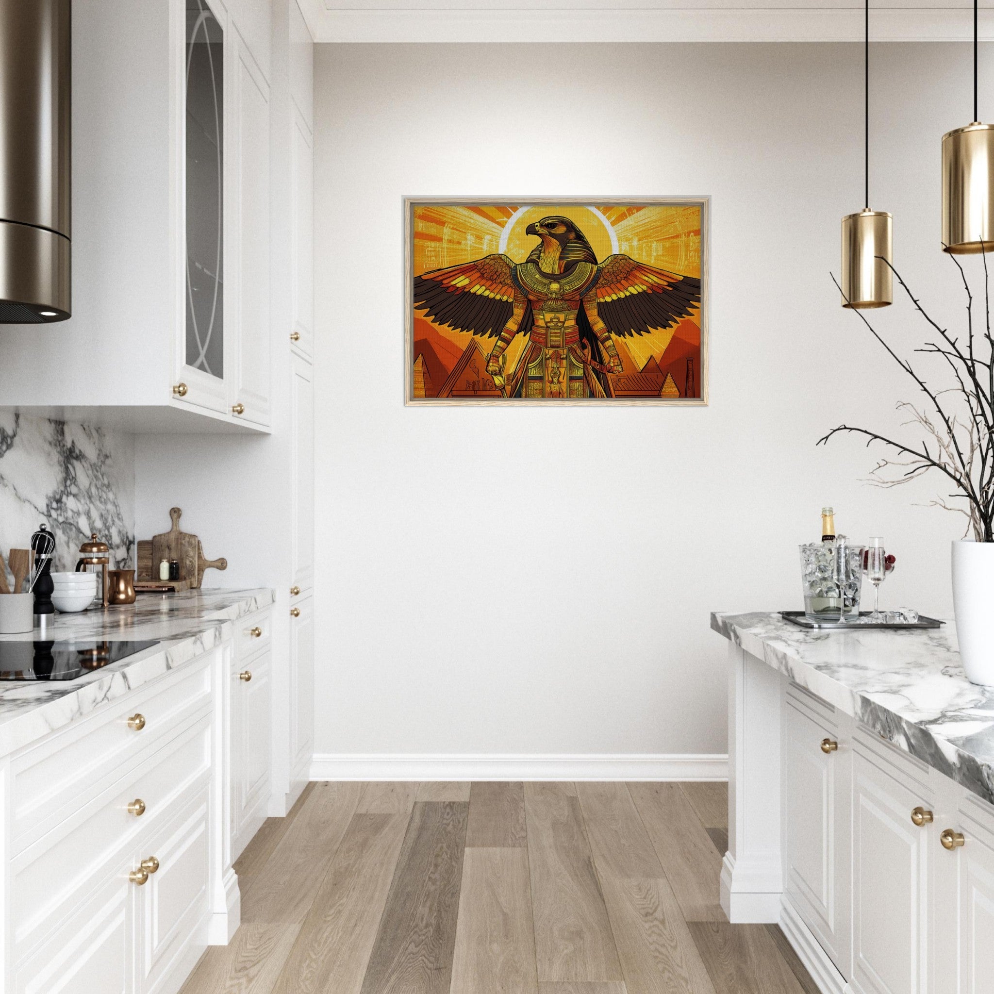 Framed Canvas Landscape - Ancient Egyptian Falcon God Horus A majestic far 7 - Shop Ai Art WebShop - Digital Art online Store