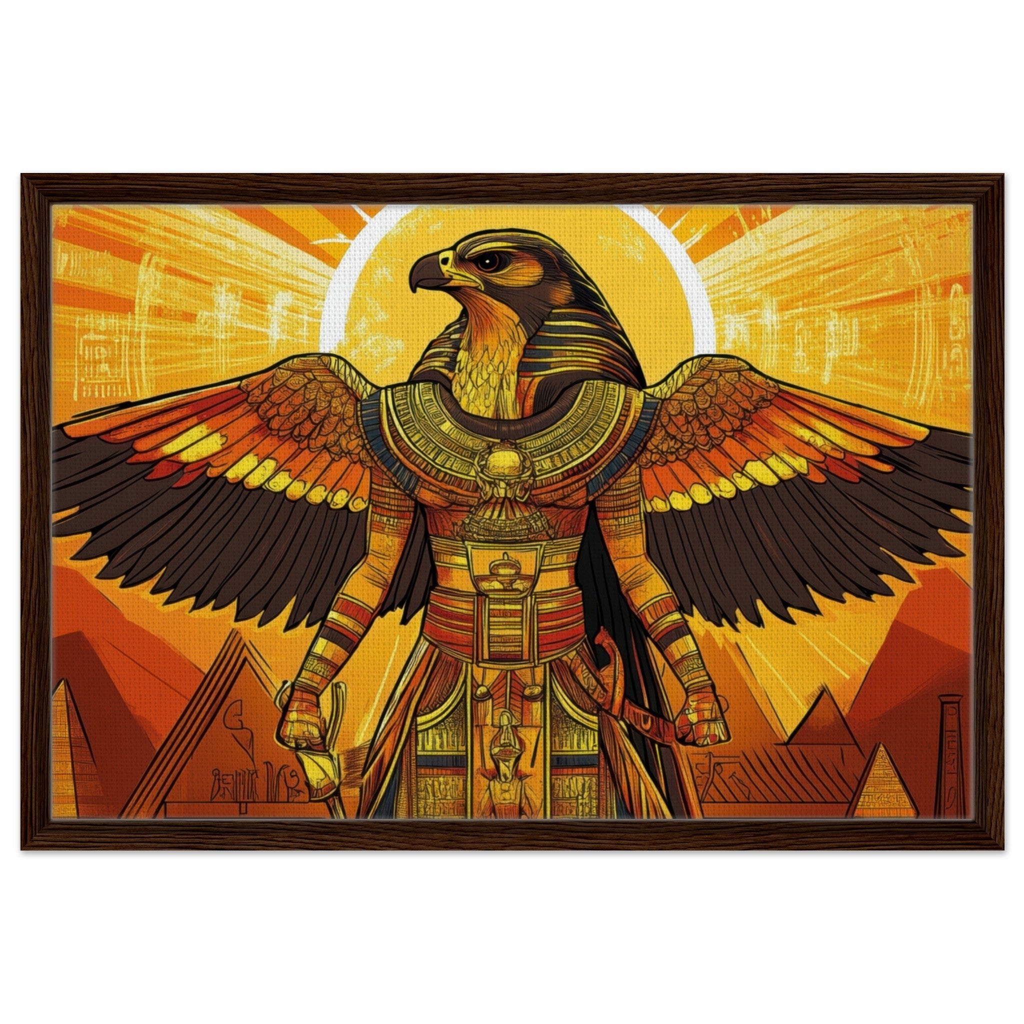Framed Canvas Landscape - Ancient Egyptian Falcon God Horus A majestic far 7 - Shop Ai Art WebShop - Digital Art online Store