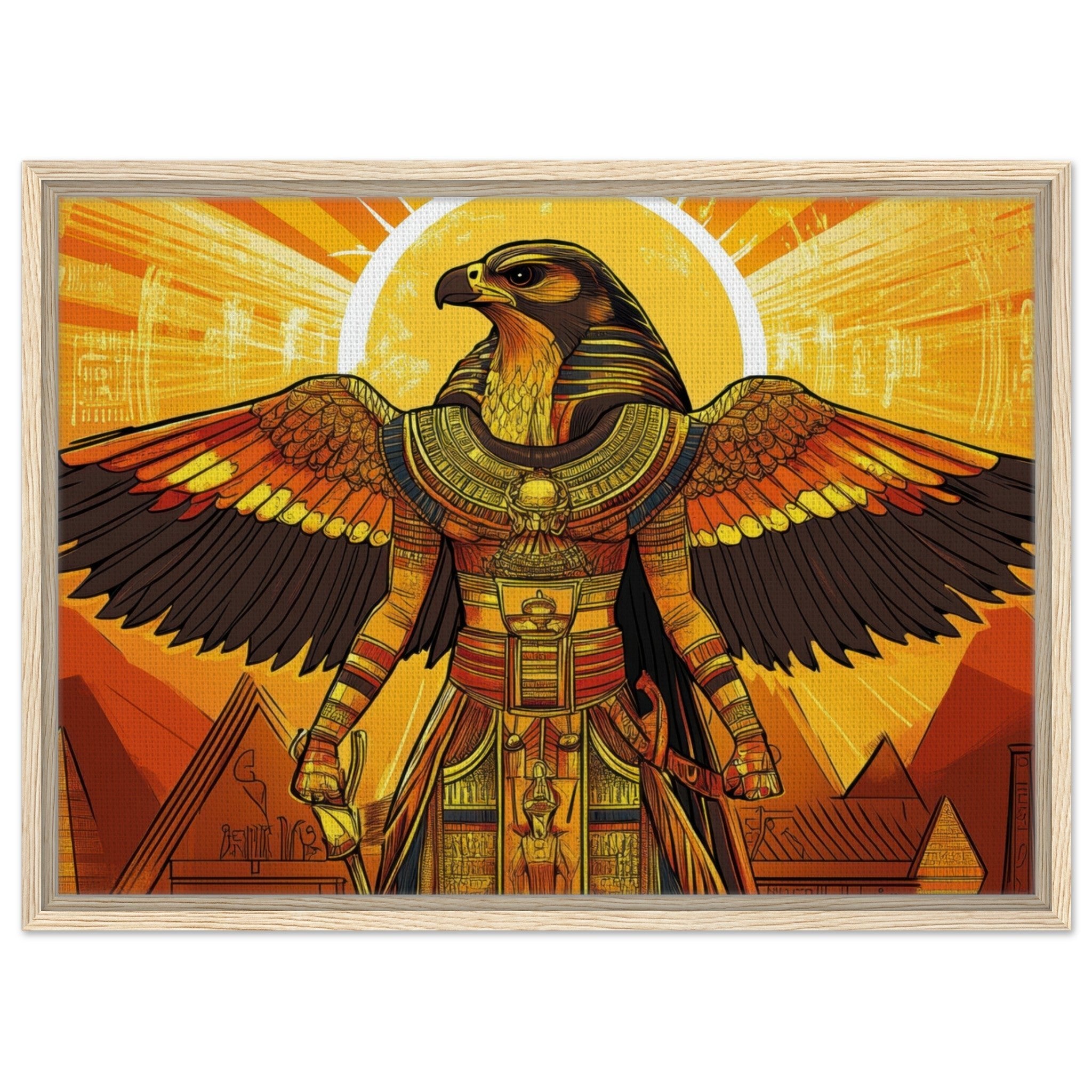 Framed Canvas Landscape - Ancient Egyptian Falcon God Horus A majestic far 7 - Shop Ai Art WebShop - Digital Art online Store