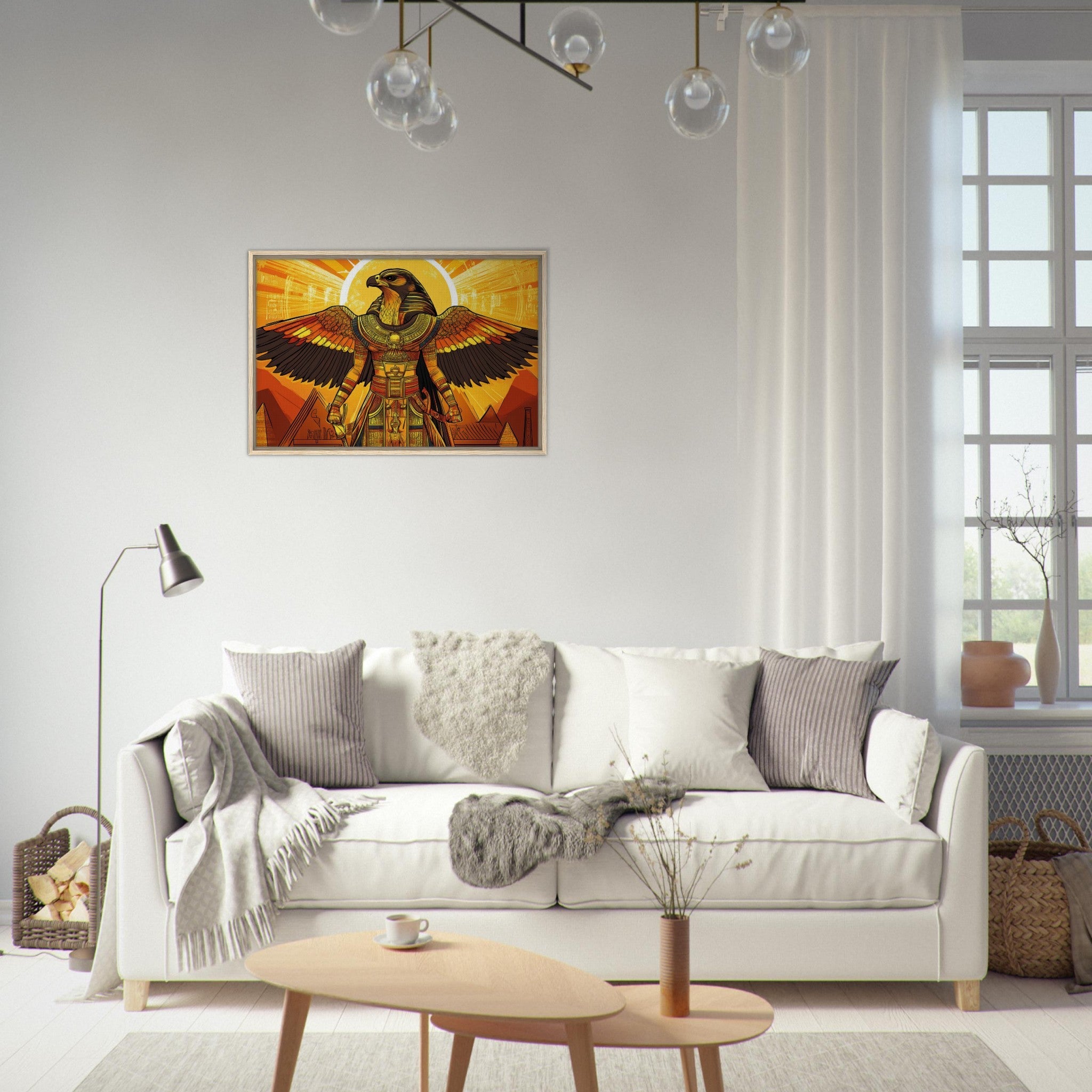 Framed Canvas Landscape - Ancient Egyptian Falcon God Horus A majestic far 7 - Shop Ai Art WebShop - Digital Art online Store