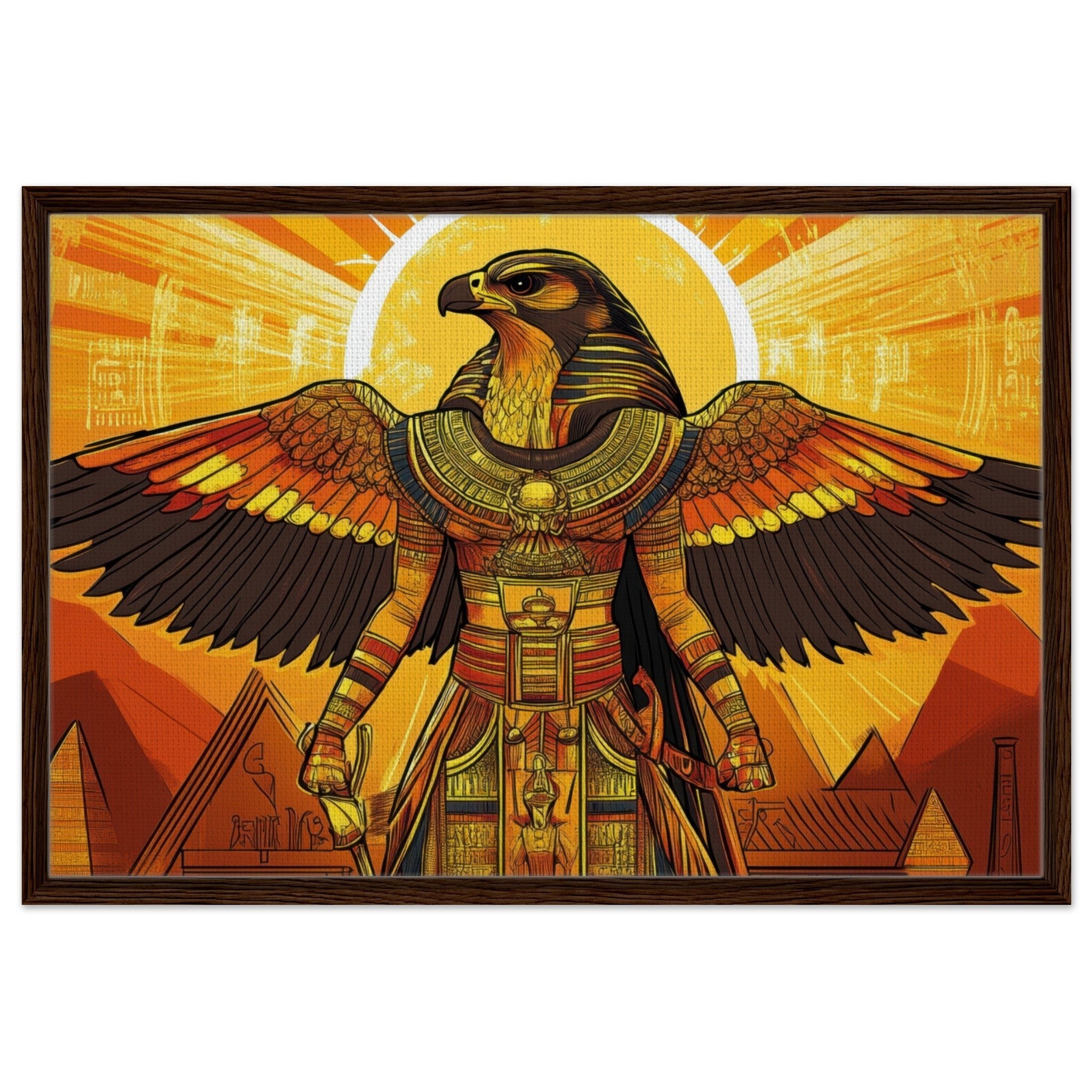 Framed Canvas Landscape - Ancient Egyptian Falcon God Horus A majestic far 7 - Shop Ai Art WebShop - Digital Art online Store