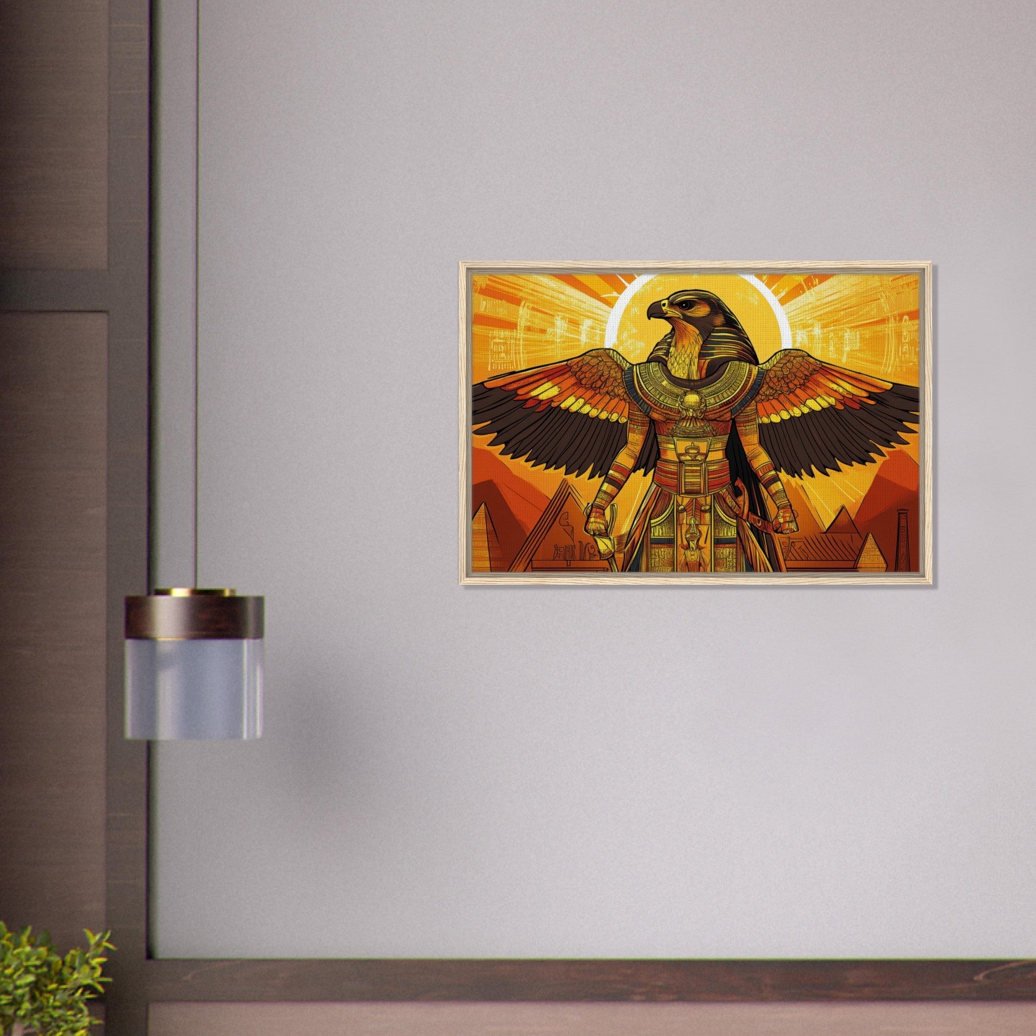 Framed Canvas Landscape - Ancient Egyptian Falcon God Horus A majestic far 7 - Shop Ai Art WebShop - Digital Art online Store