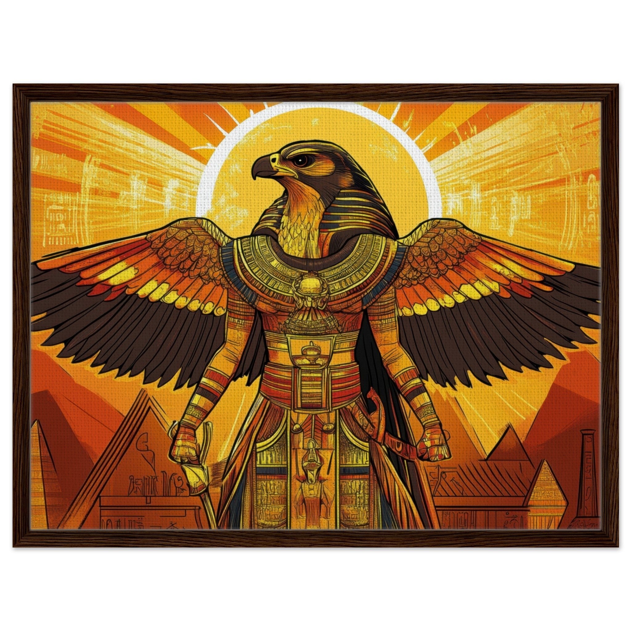 Framed Canvas Landscape - Ancient Egyptian Falcon God Horus A majestic far 7 - Shop Ai Art WebShop - Digital Art online Store